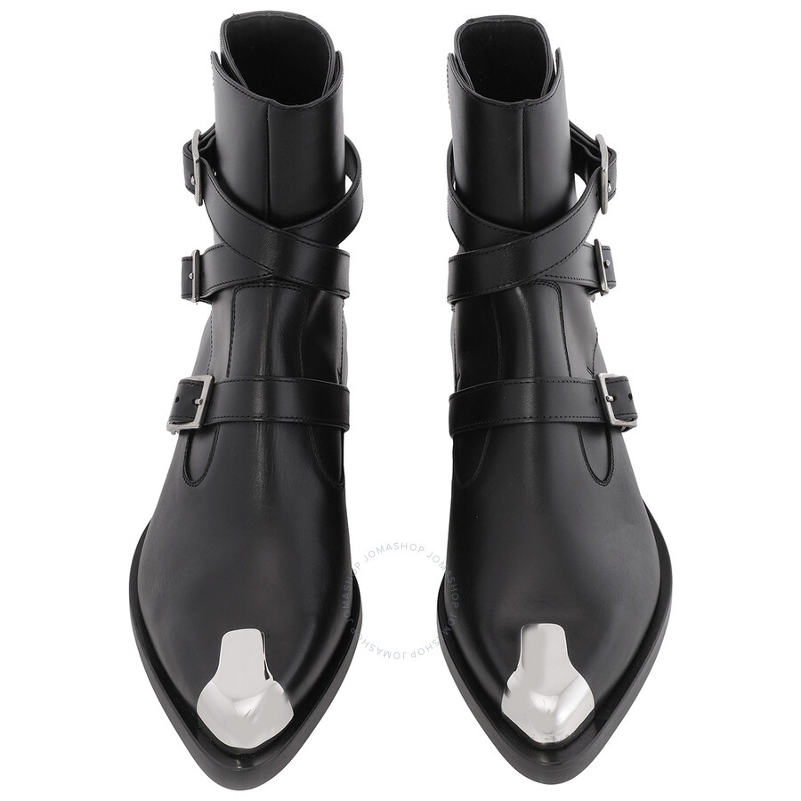 Alexander McQueen Black Punk Triple Strap Leather Boots - 3