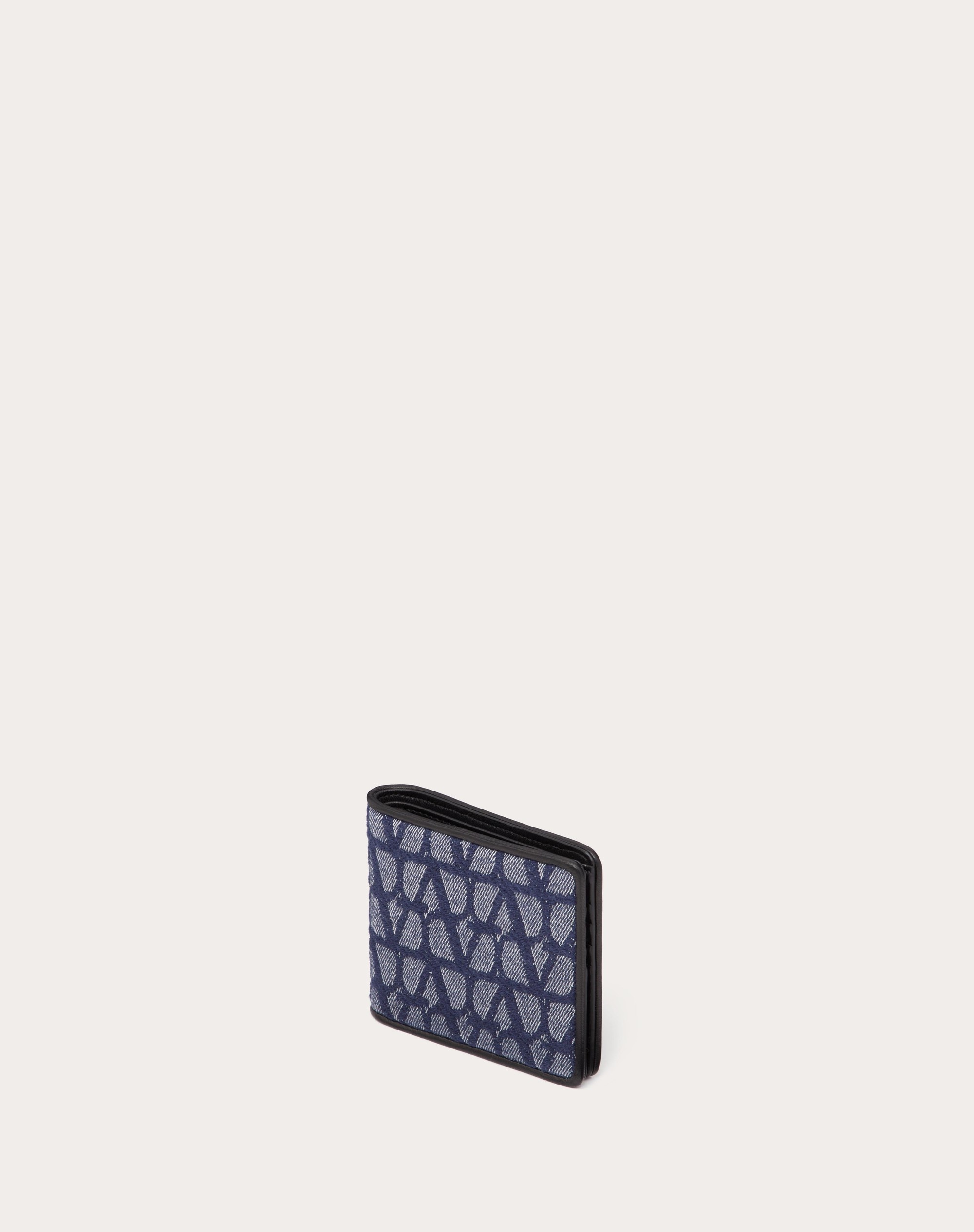 TOILE ICONOGRAPHE WALLET IN DENIM-EFFECT JACQUARD FABRIC WITH LEATHER DETAILS - 4