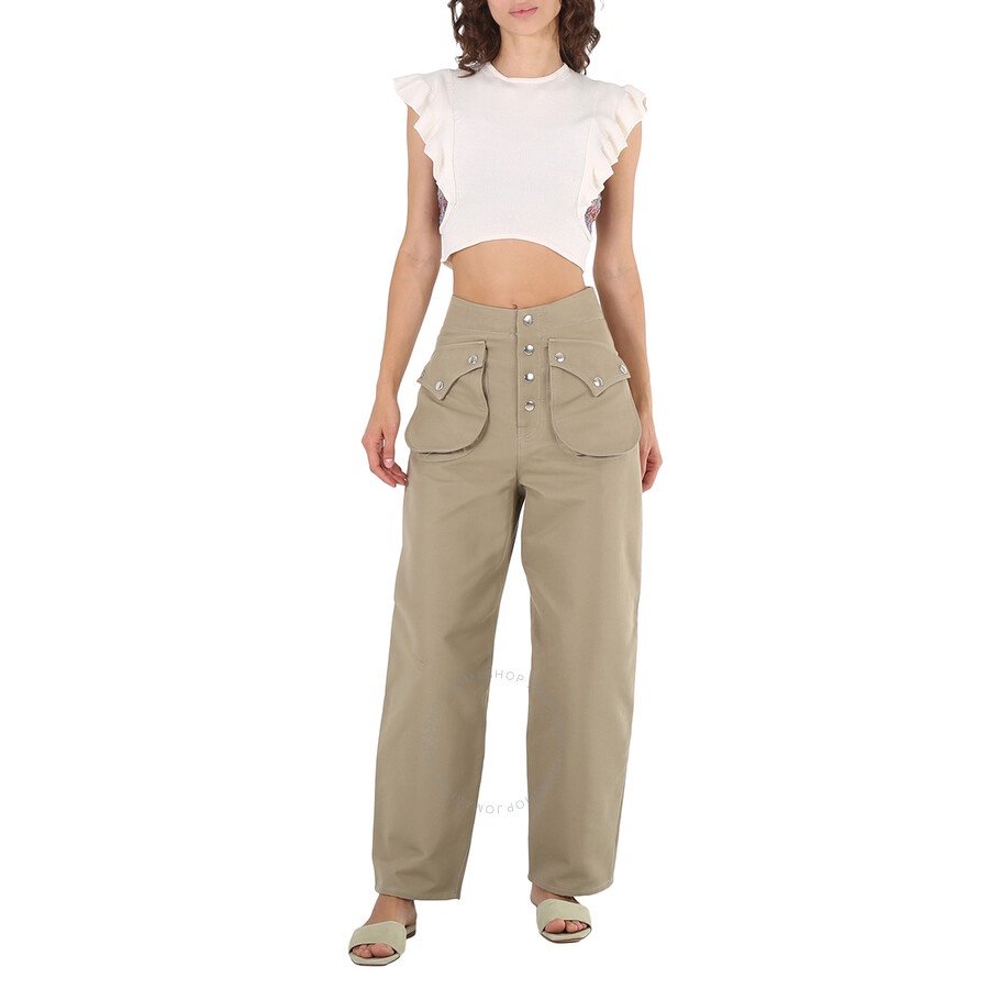 Chloe Ladies Brilliant White Cropped Knit Top - 6