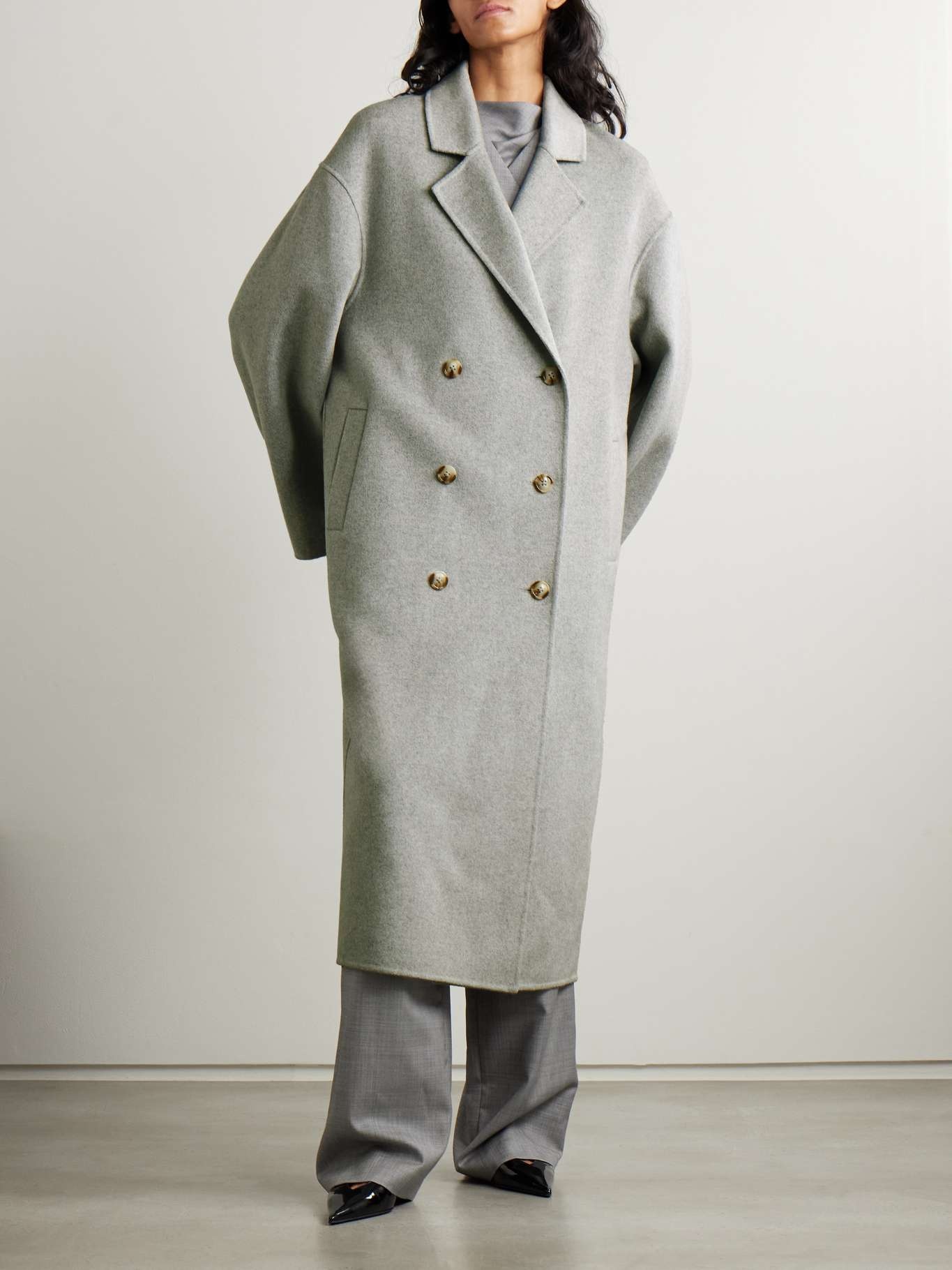 Borneo double-breasted wool and cashmere-blend coat Gray - 3