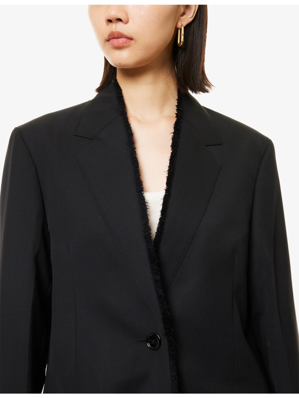 Raw-Lapel Single-Breasted Wool Jacket - 5