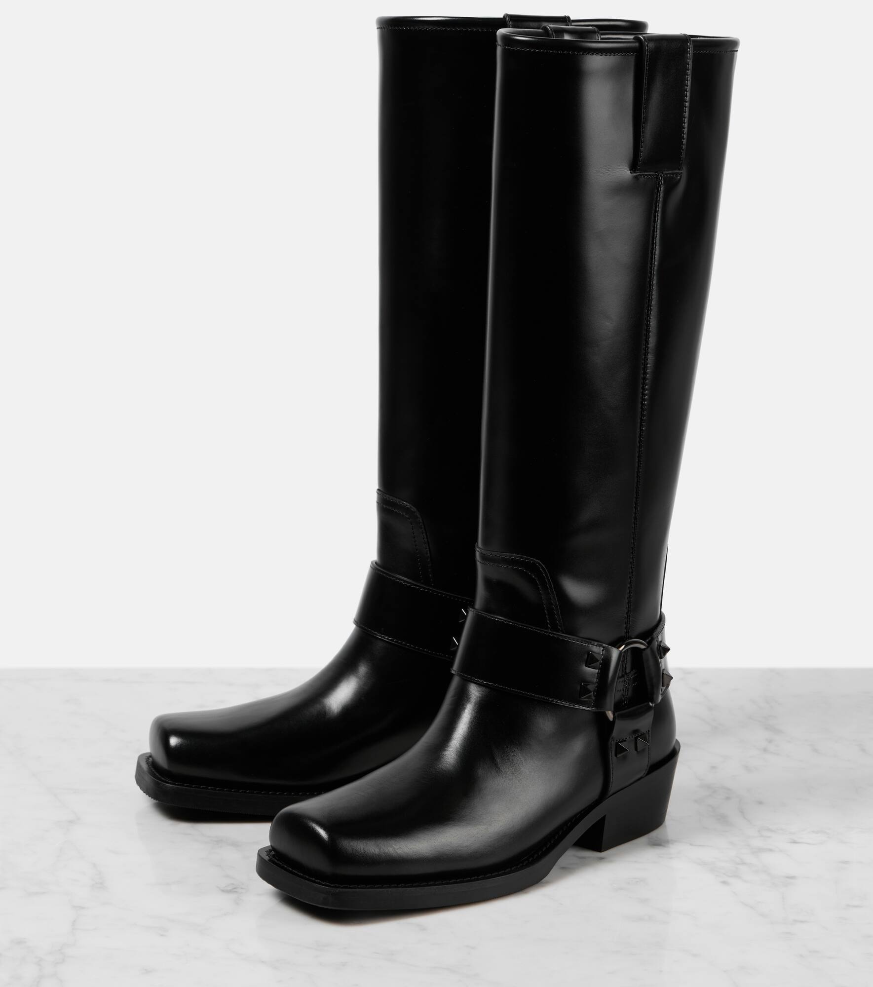 Rockstud leather biker boots - 4