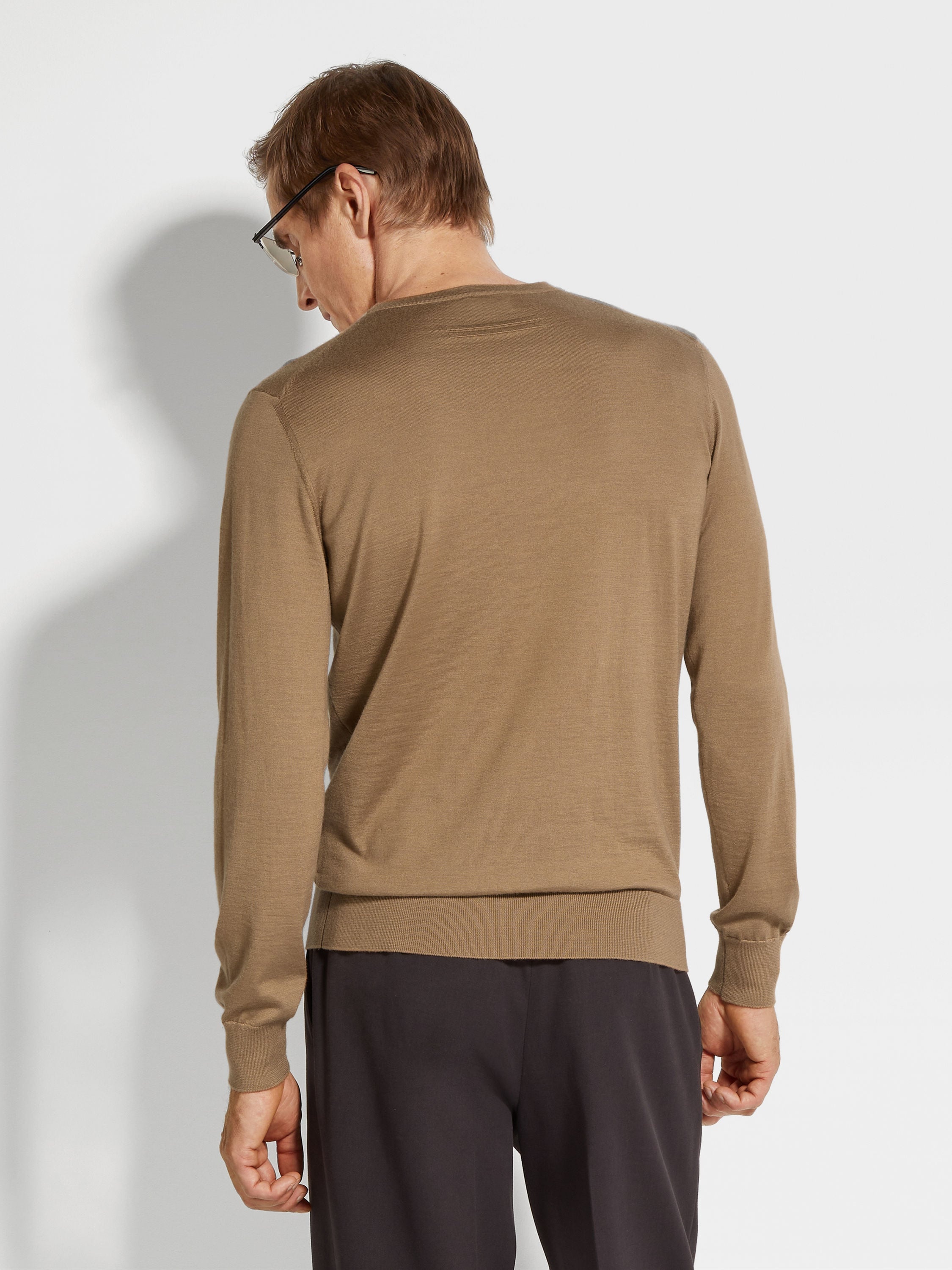 DARK BEIGE MÉLANGE CASHSETA CREWNECK - 5