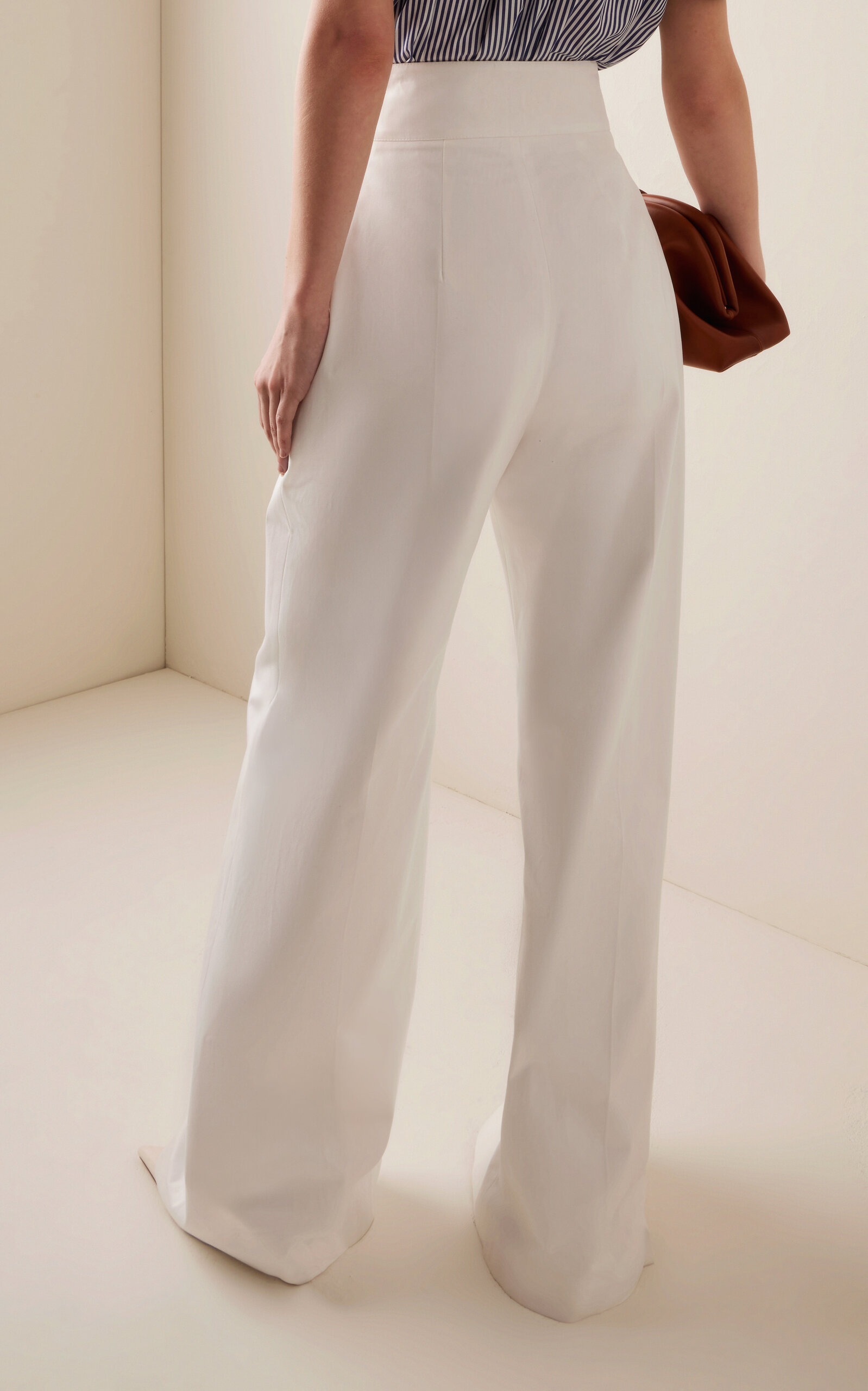 Stretch-Cotton Wide-Leg Pants white - 4