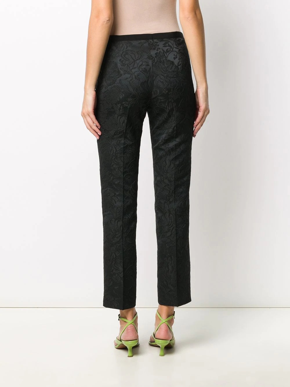 floral jacquard slim-fit trousers - 4