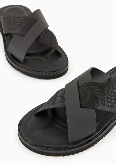 EMPORIO ARMANI Leather cross-over sandals with logo tape outlook