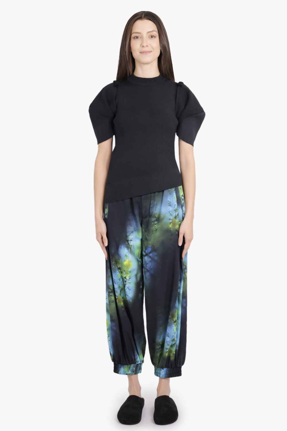 LOOSE FIT BLURRED PHOTO PRINT PANT | BLACK/BLUE/GREEN - 4