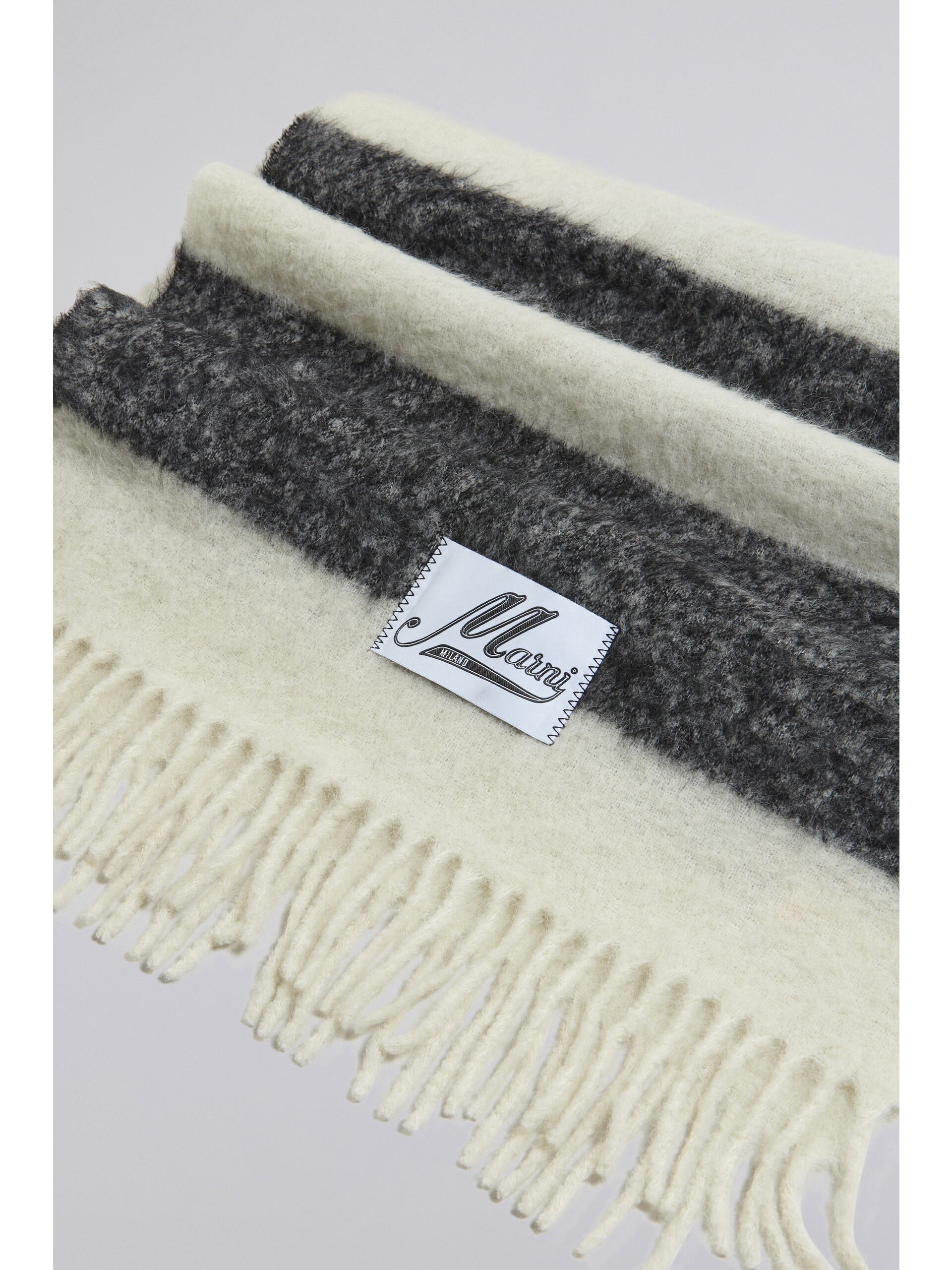 BRUSHED WOOL AND MOHAIR SCARF - 4