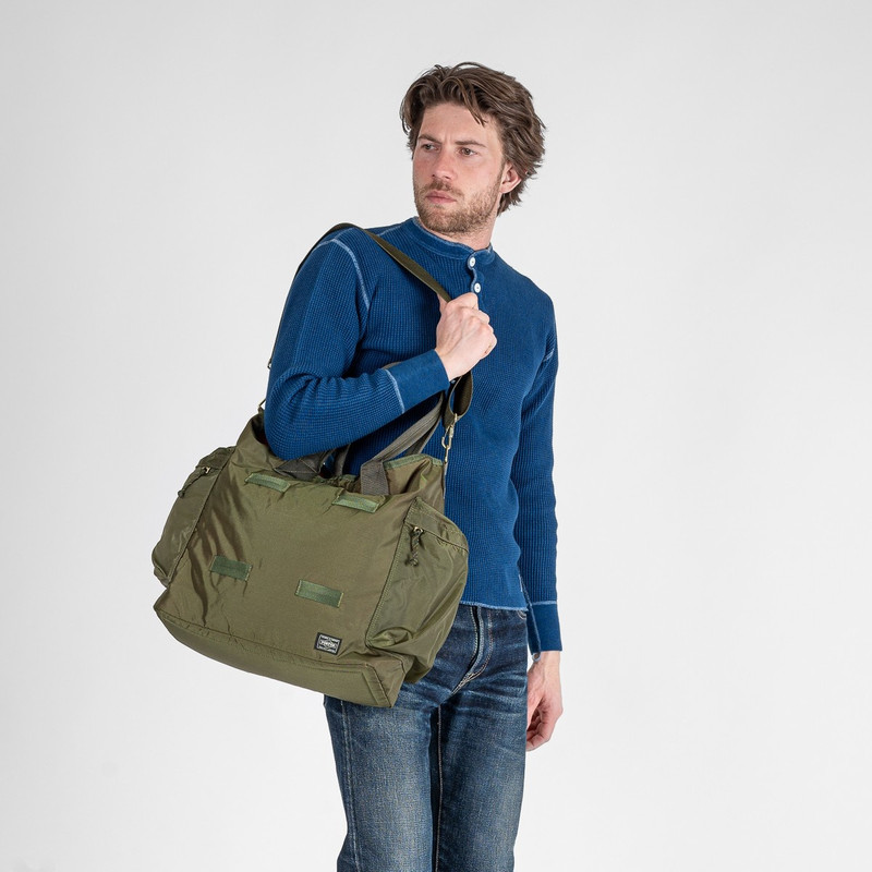Iron Heart POR-FOR-TOTE-OLV Porter - Yoshida & Co. - Force 2Way Tote Bag - Olive Green outlook