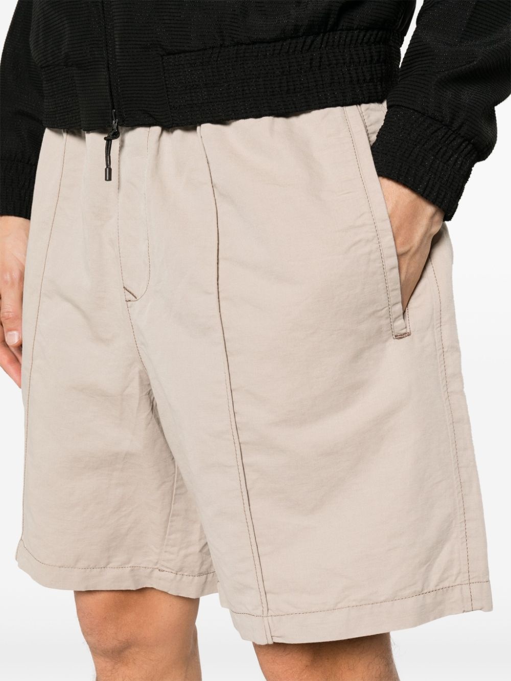 mi-rise linen blend wide-leg shorts - 5