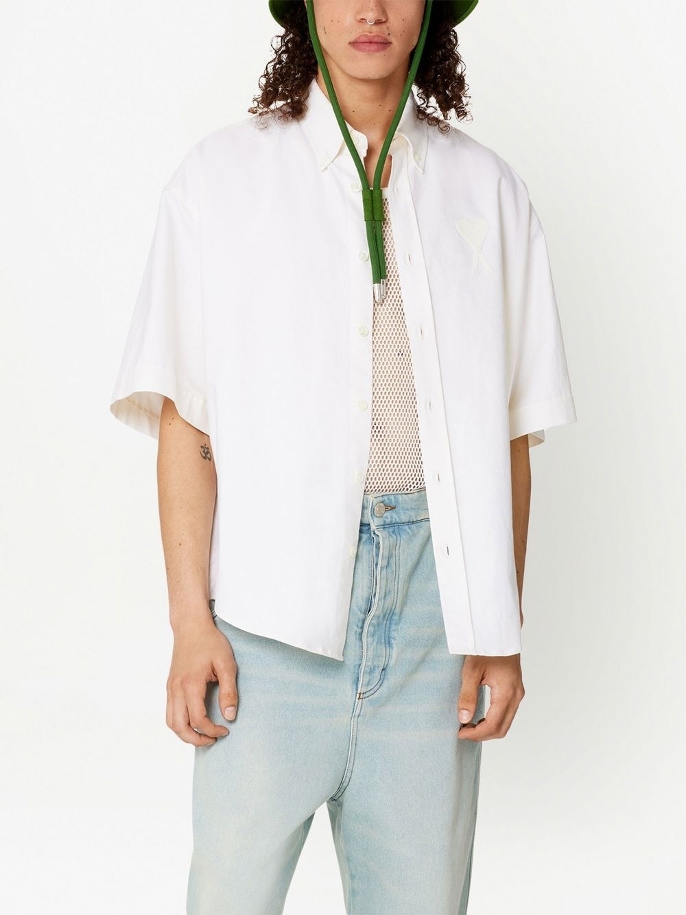 embroidered-logo button-down shirt - 4