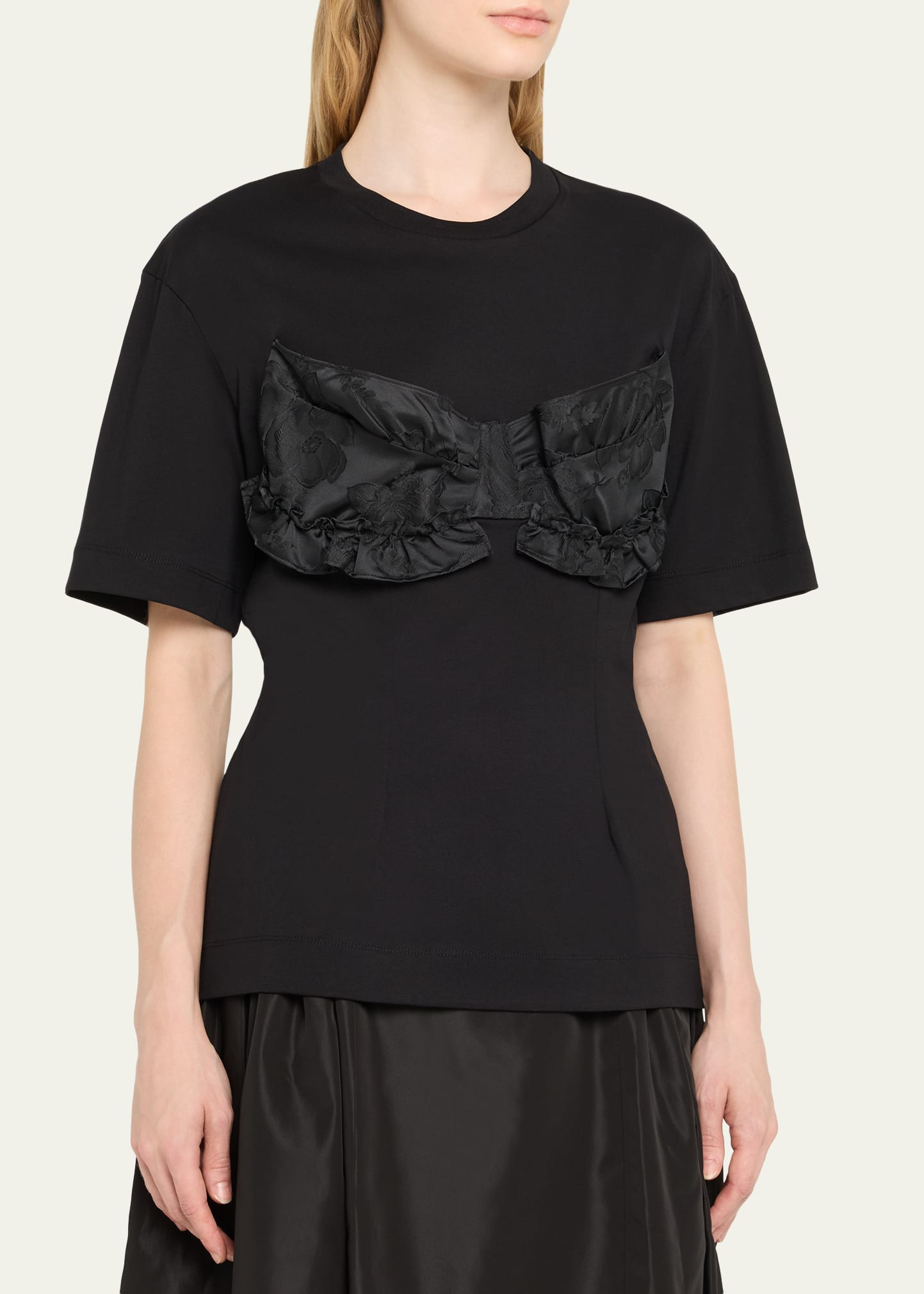 Patchwork Frill Bust Detail T-Shirt - 4