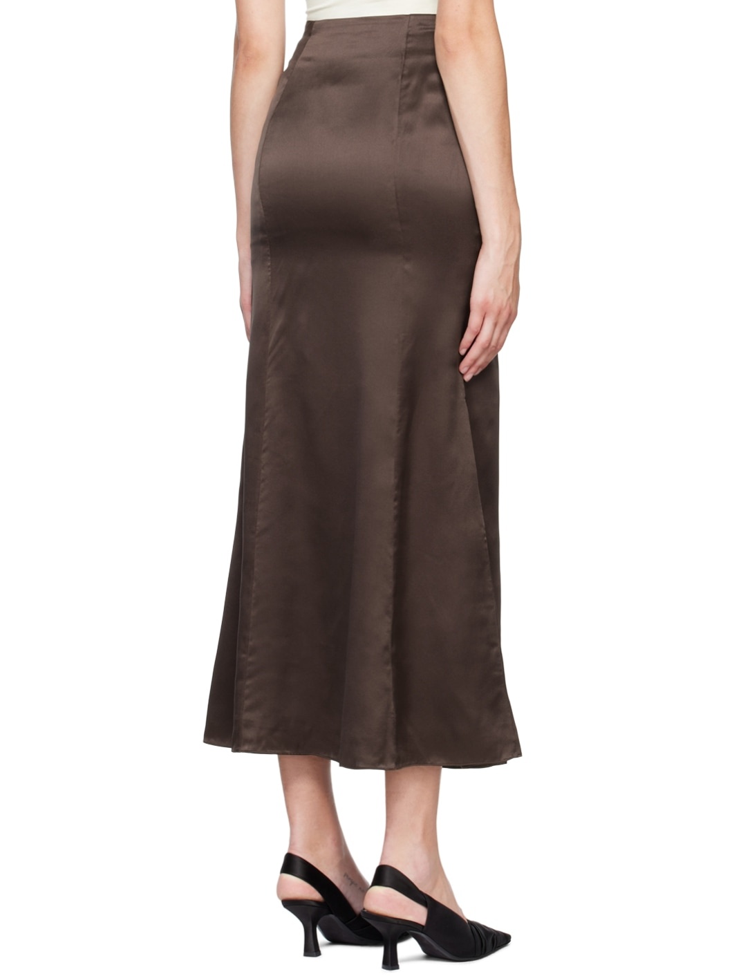 Brown Organic Silk Maxi Skirt - 3