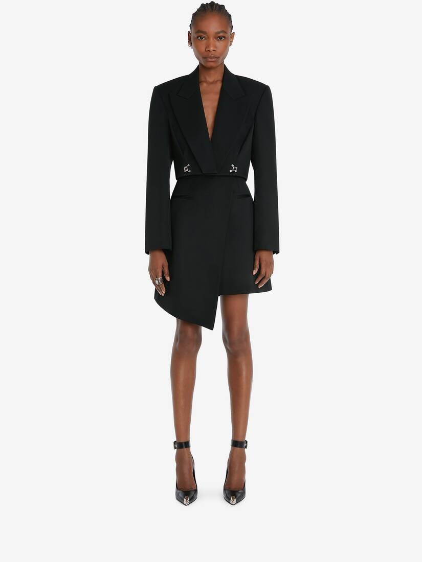 Barathea Drop Hem Mini Skirt in Black - 2