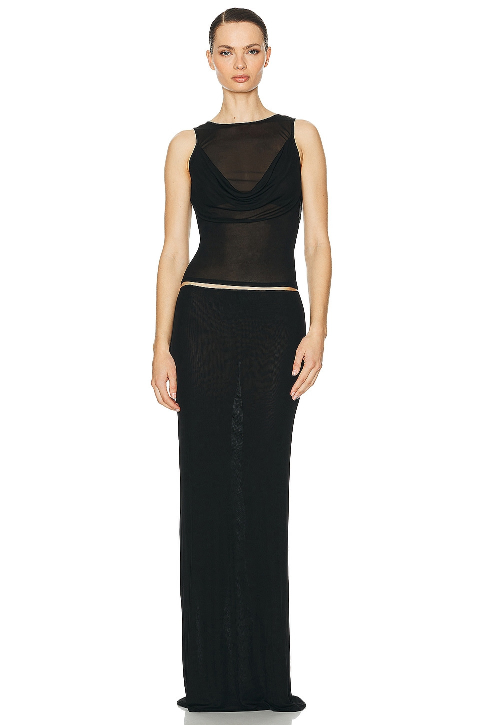 Sheer Knit Draped Top - 4