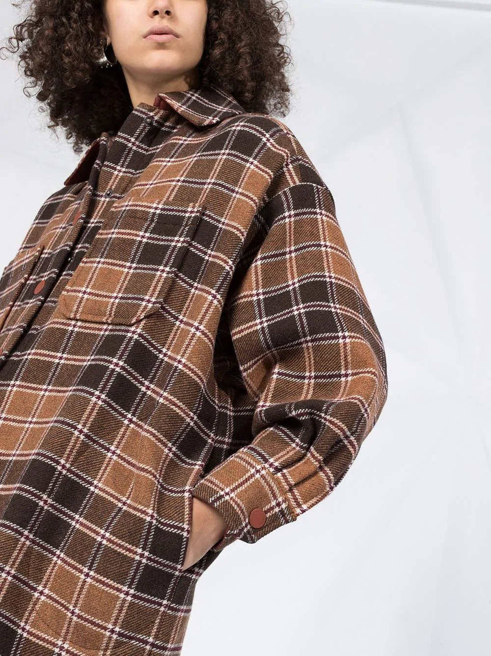 oversized checkered shirt coat - 3