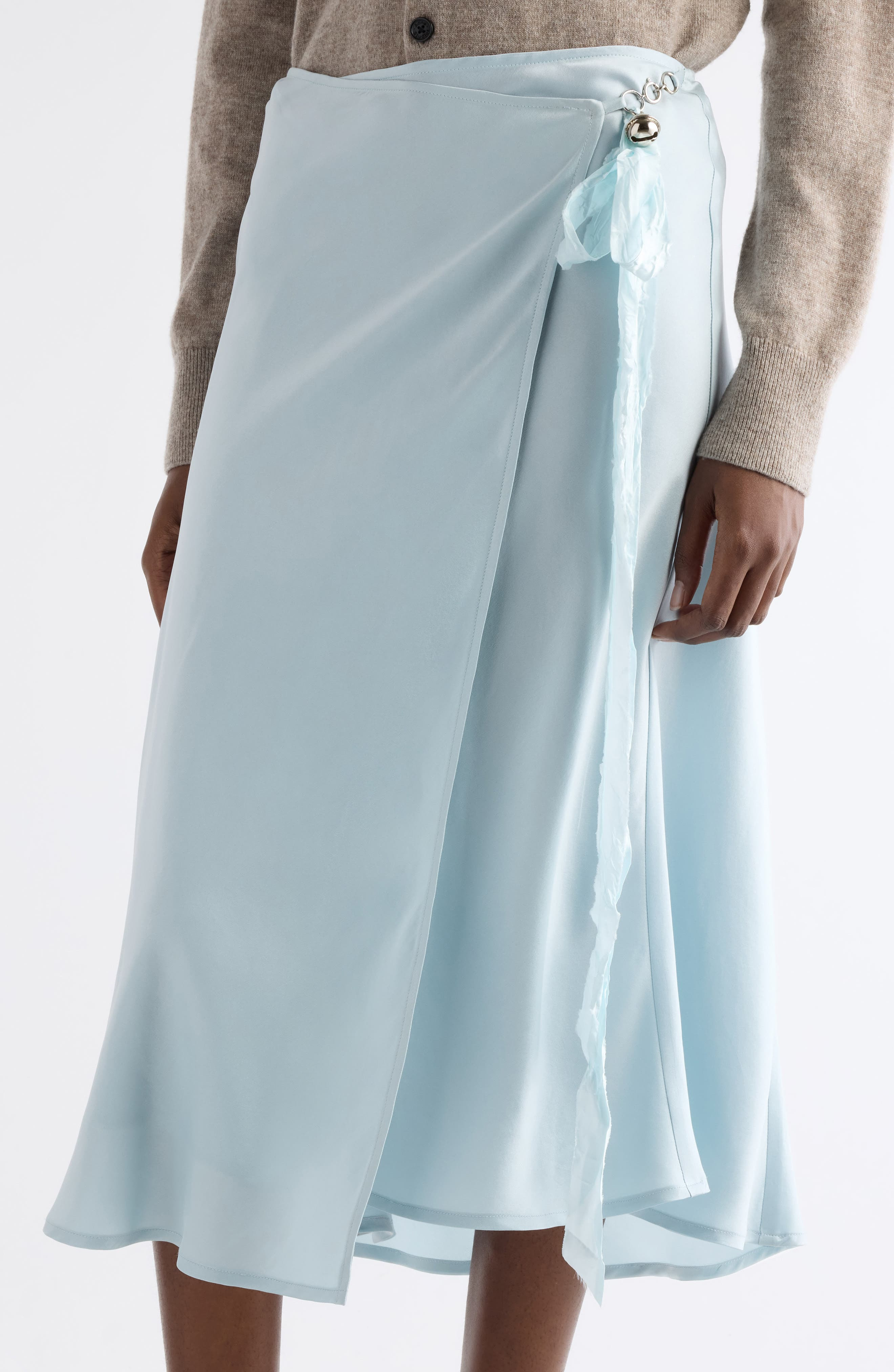 Acne Studios Igona Silk Satin Wrap Skirt in Light Blue at Nordstrom - 5