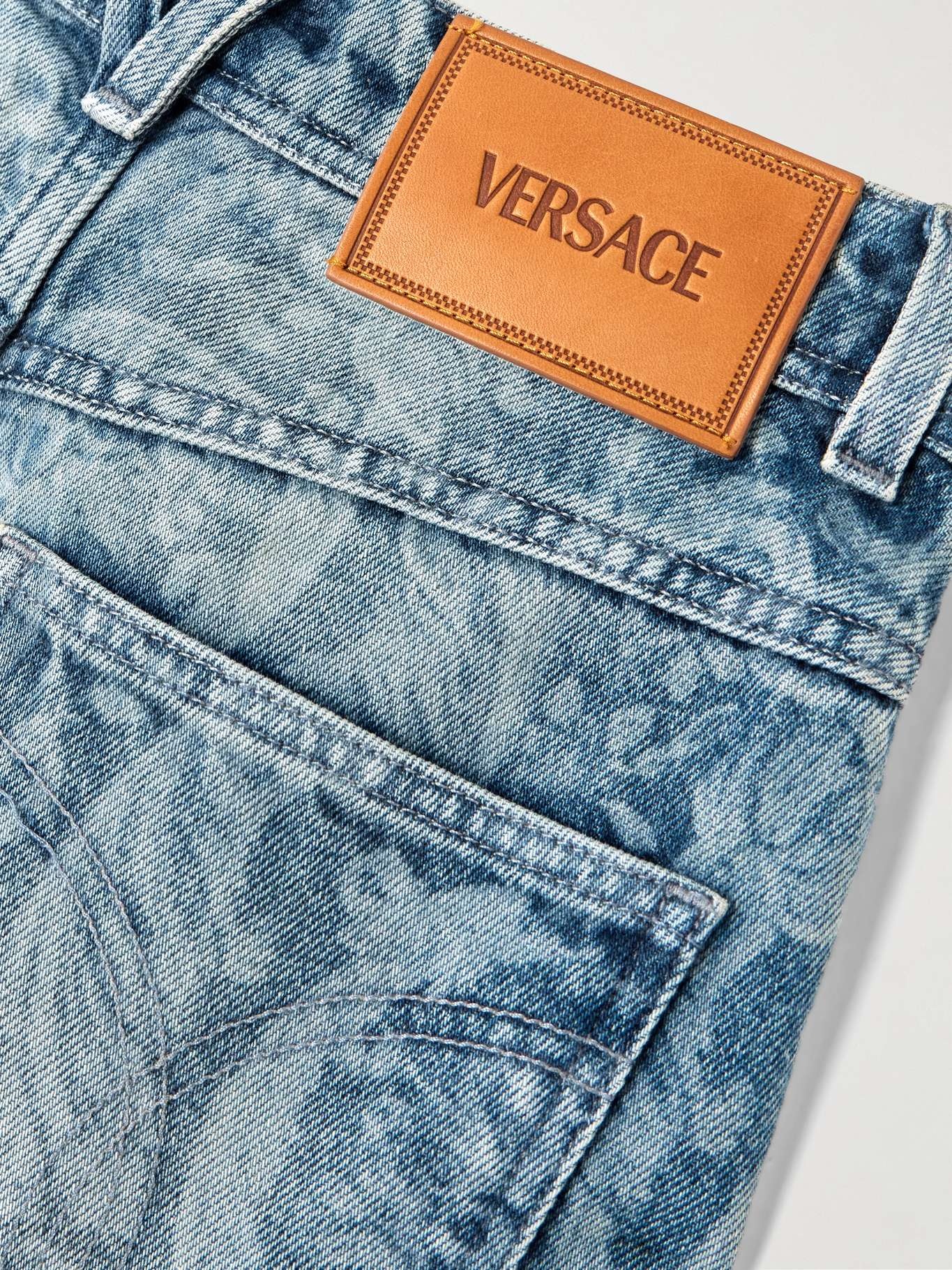Embellished printed high-rise straight-leg jeans Mid denim - 6