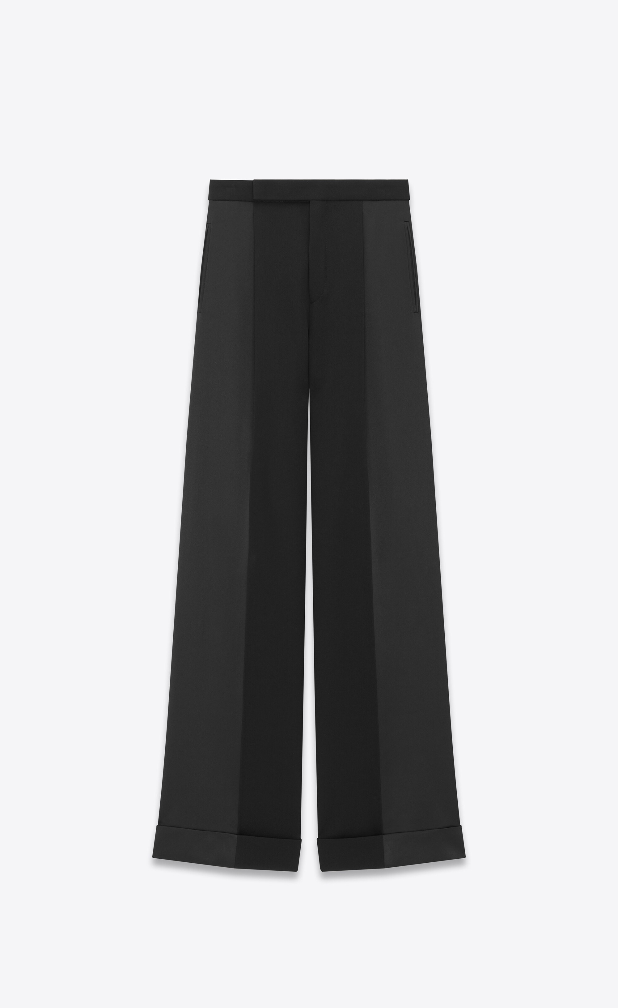 Wide-Leg Pleated Panelled Wool-Twill and Satin Tuxedo Trousers - 1