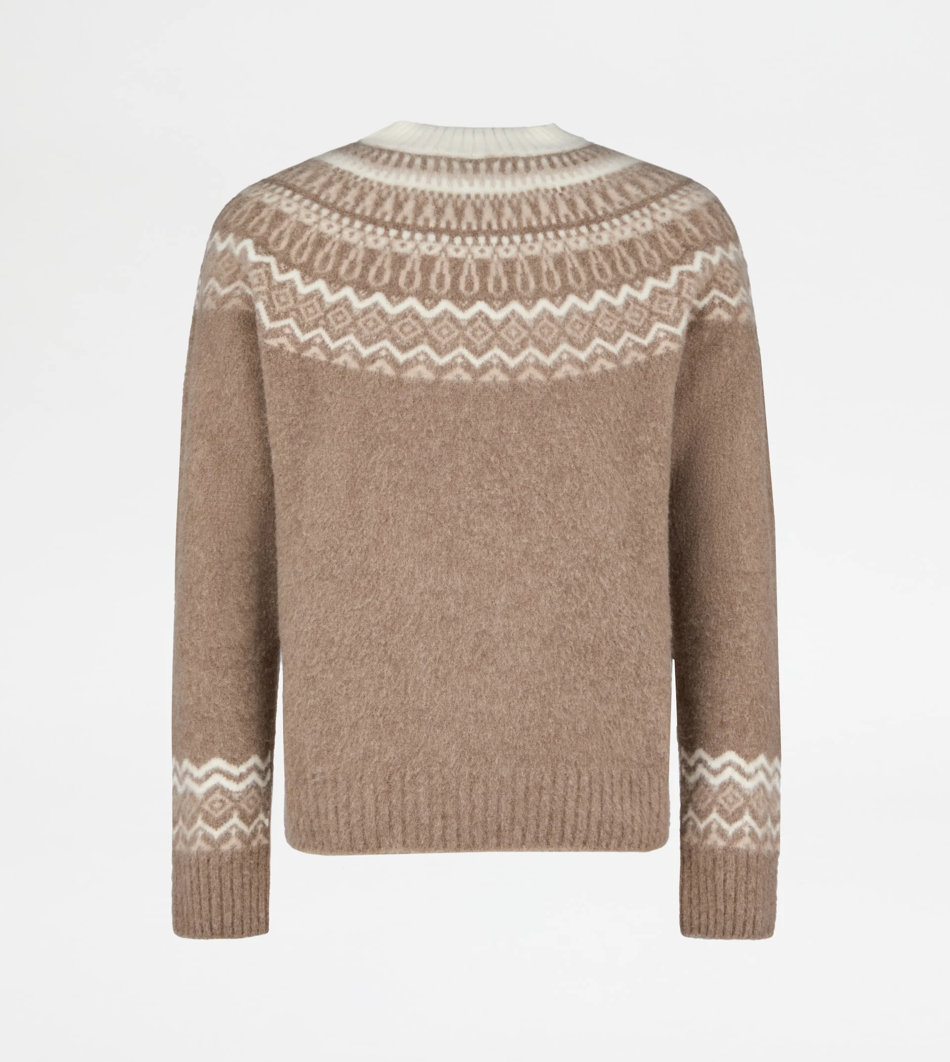 ROUND-NECK PULLOVER IN WOOL AND CASHMERE - BROWN - 1