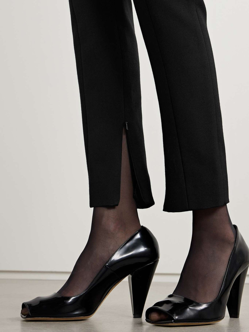 Lenro pleated satin-trimmed grain de poudre straight-leg pants 6