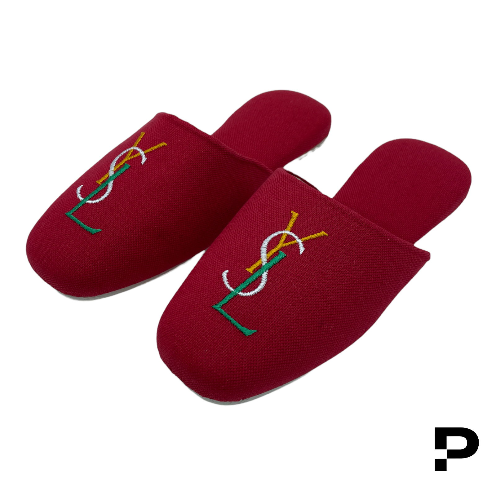 Yves Saint Laurent YSL Twill Logo Slipper - Red - 4