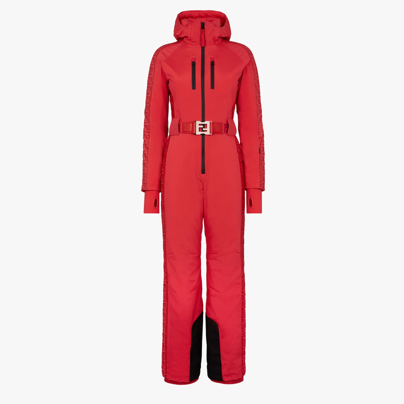 Red nylon ski suit - 1