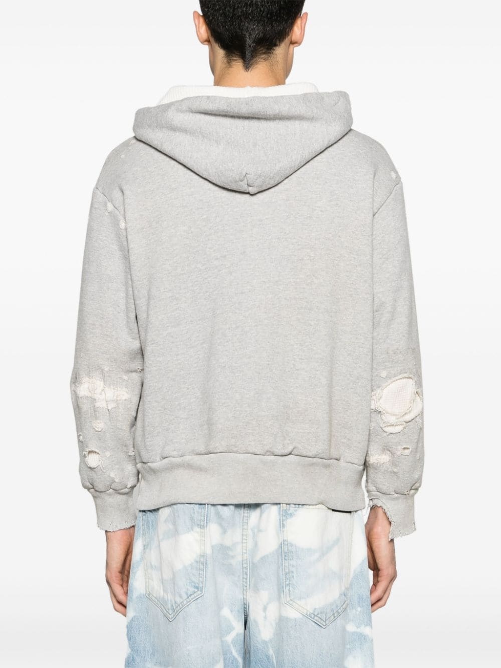 distressed-finish cotton hoodie - 4