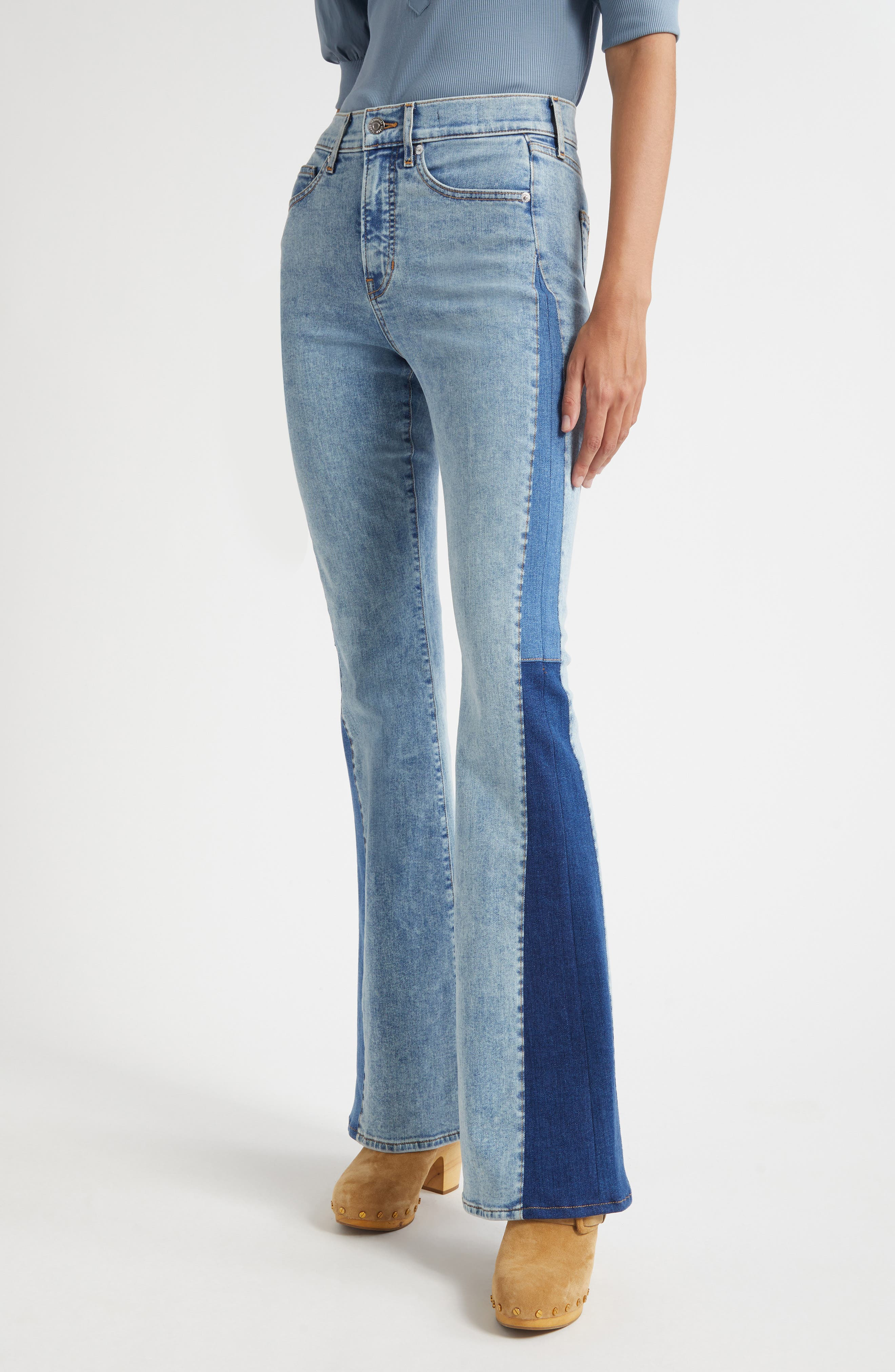 Veronica Beard Beverly High Waist Skinny Flare Jeans in Ripple Dust at Nordstrom - 1