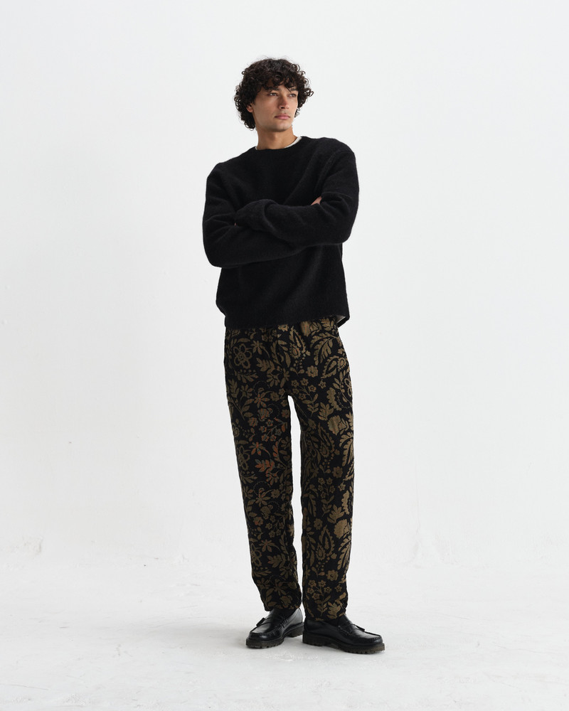 Tyne - Black And Khaki Chenille Jacquard Trousers 3