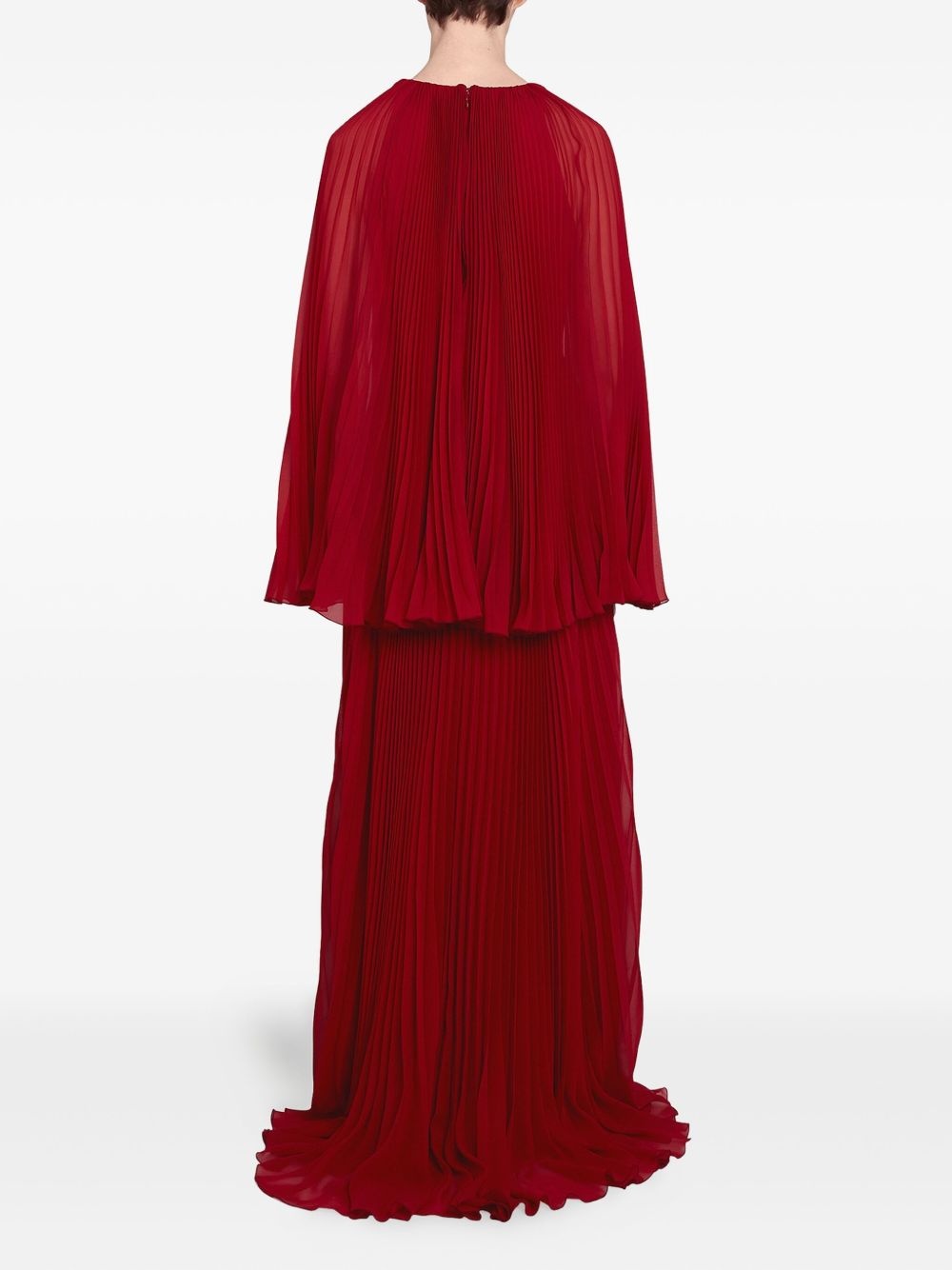 pleated cape-detail dress - 5