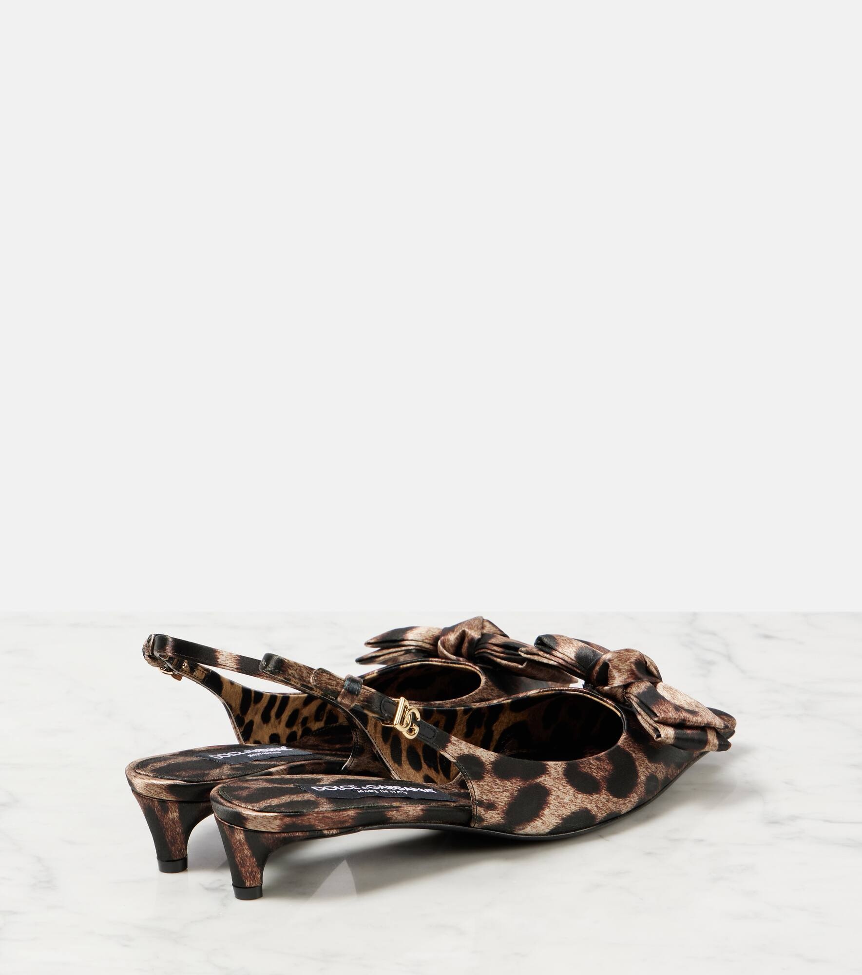 Leo 30 printed satin slingback pumps - 2