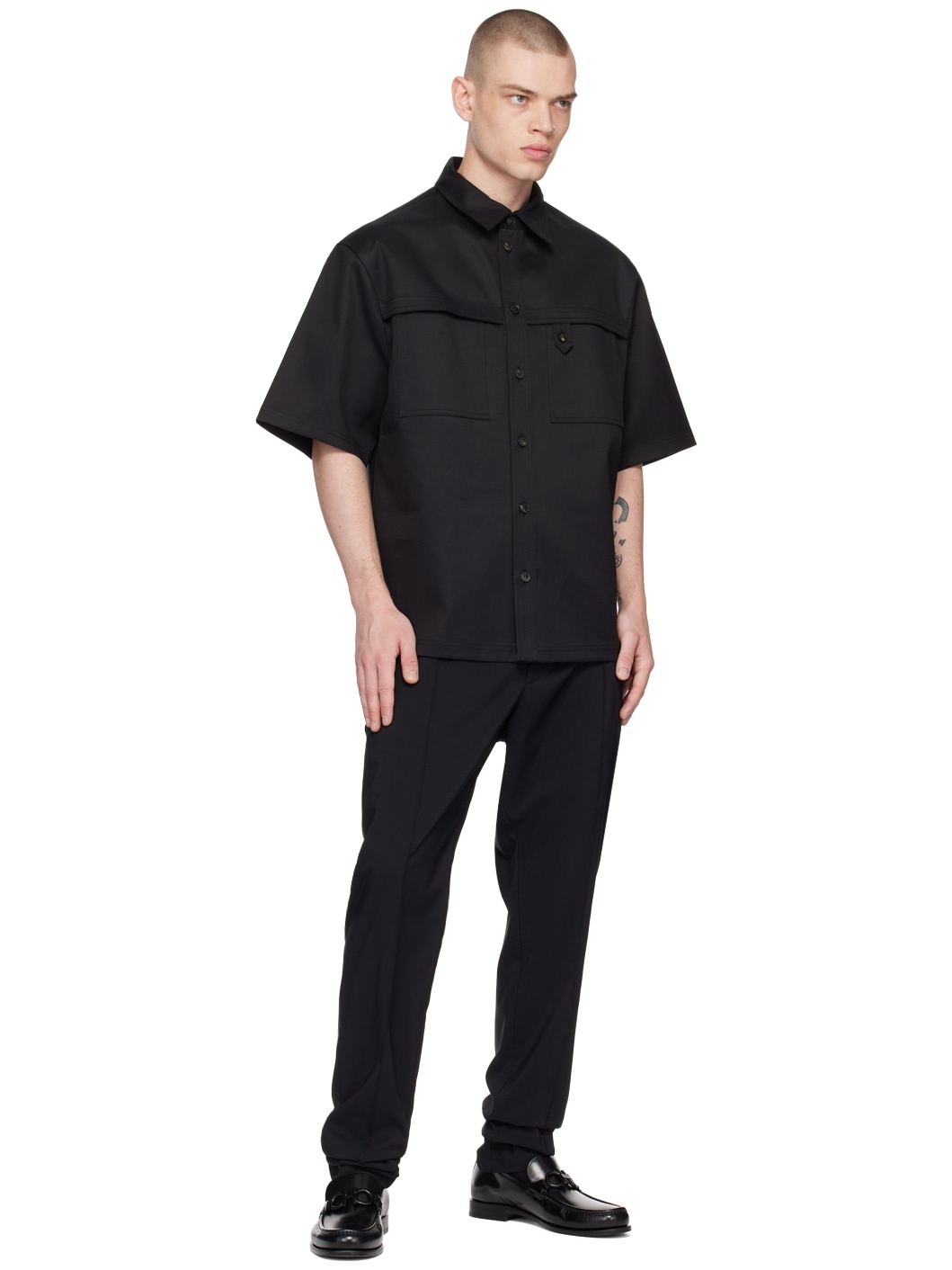 Black Pinched Seam Trousers - 4