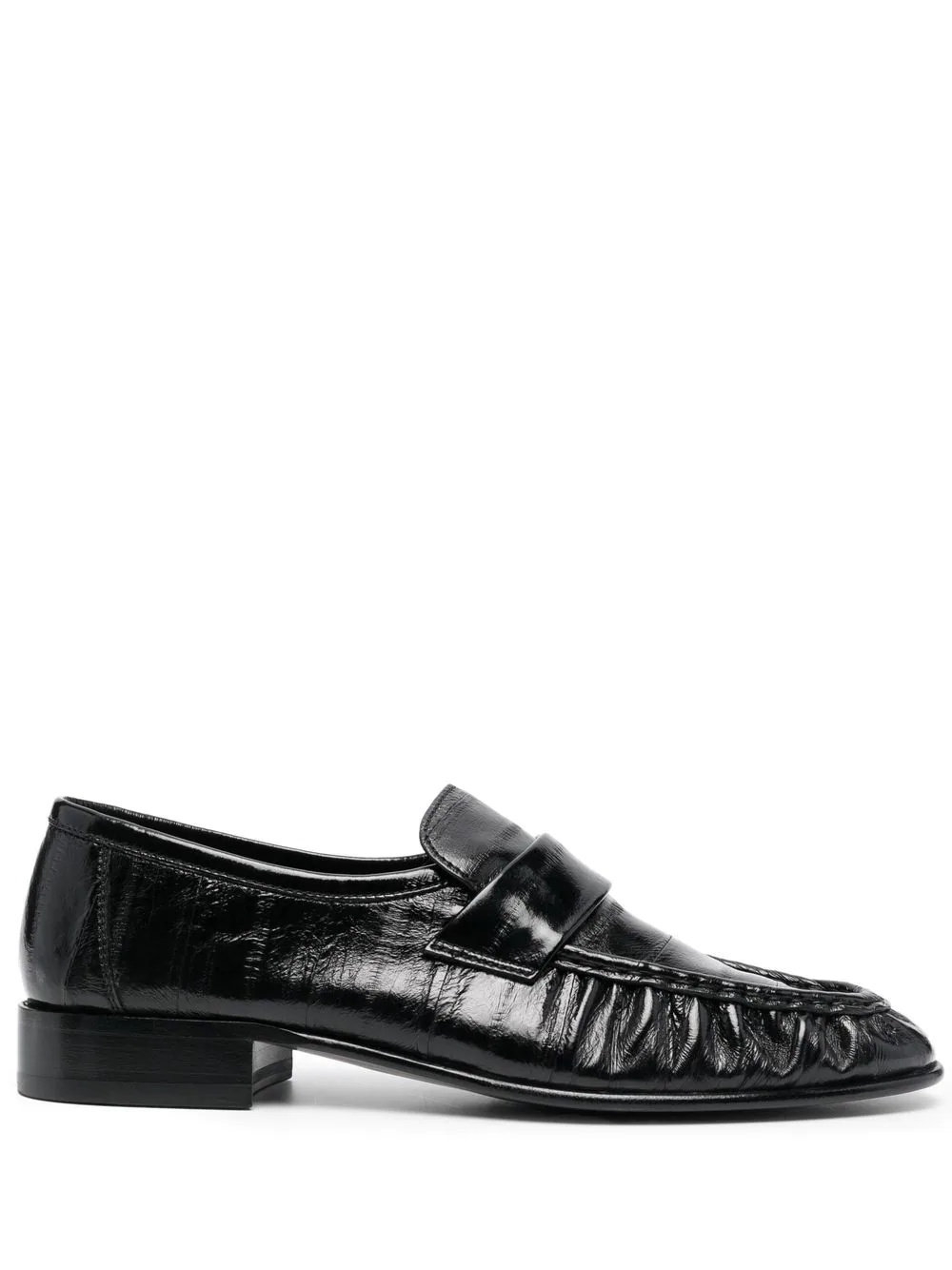 ruched-detail leather loafers - 1