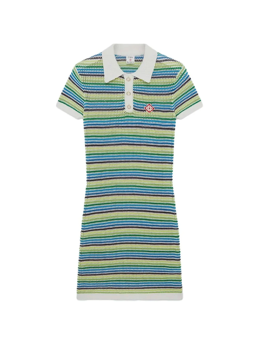 striped collared mini dress - 1