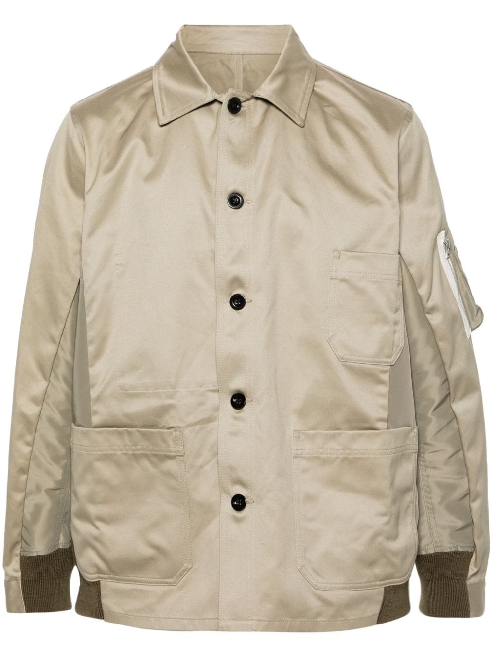 panelled twill shirt jacket - 1