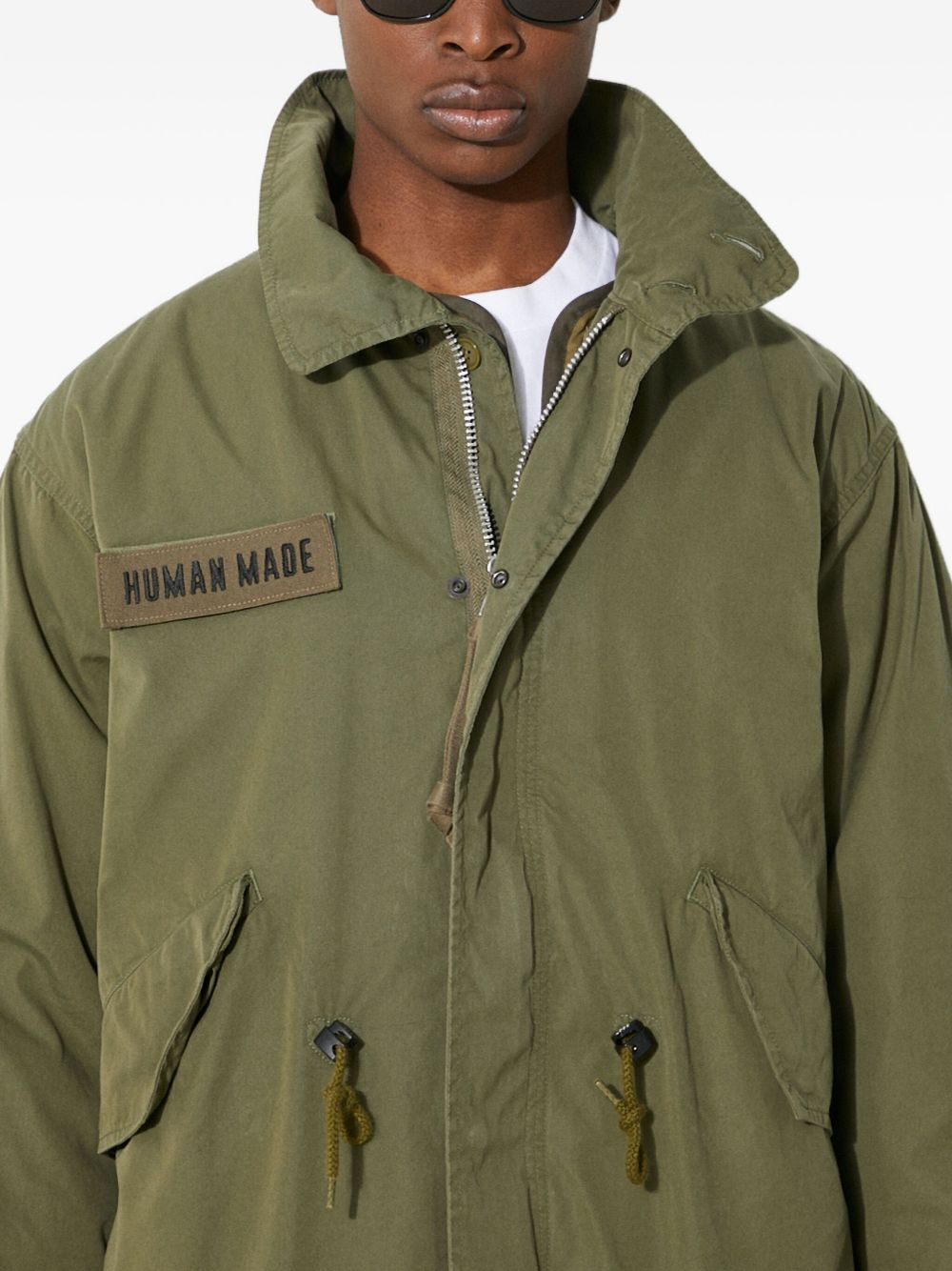 logo-patch drawstring parka - 4