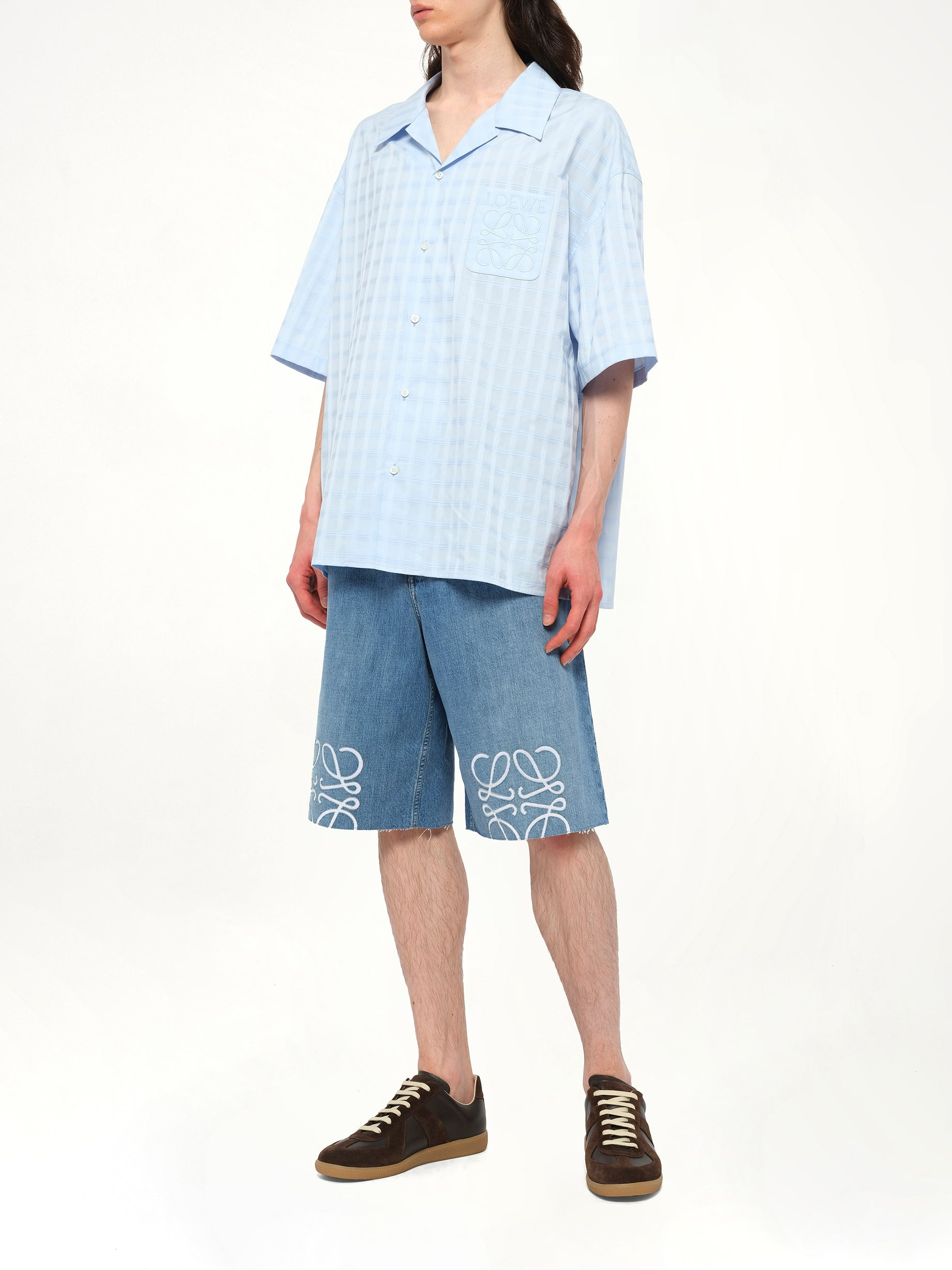 Anagram Shorts in Washed Denim - 4