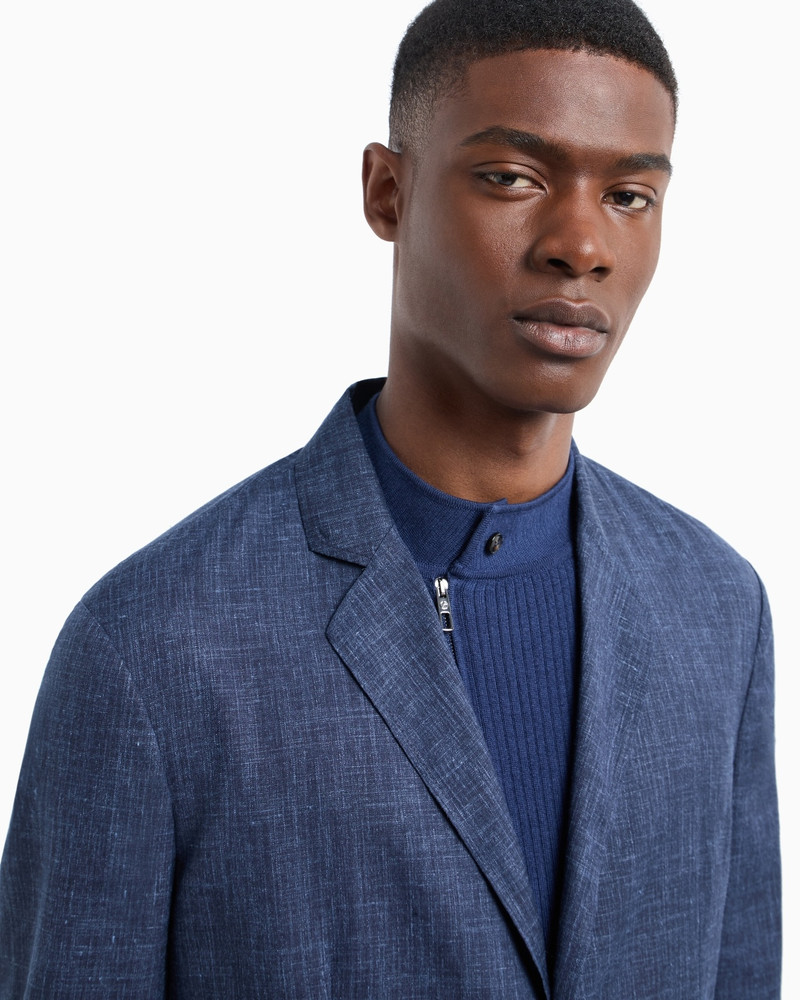 WOOL AND SILK CANVAS SINGLE-BREASTED JACKET 5