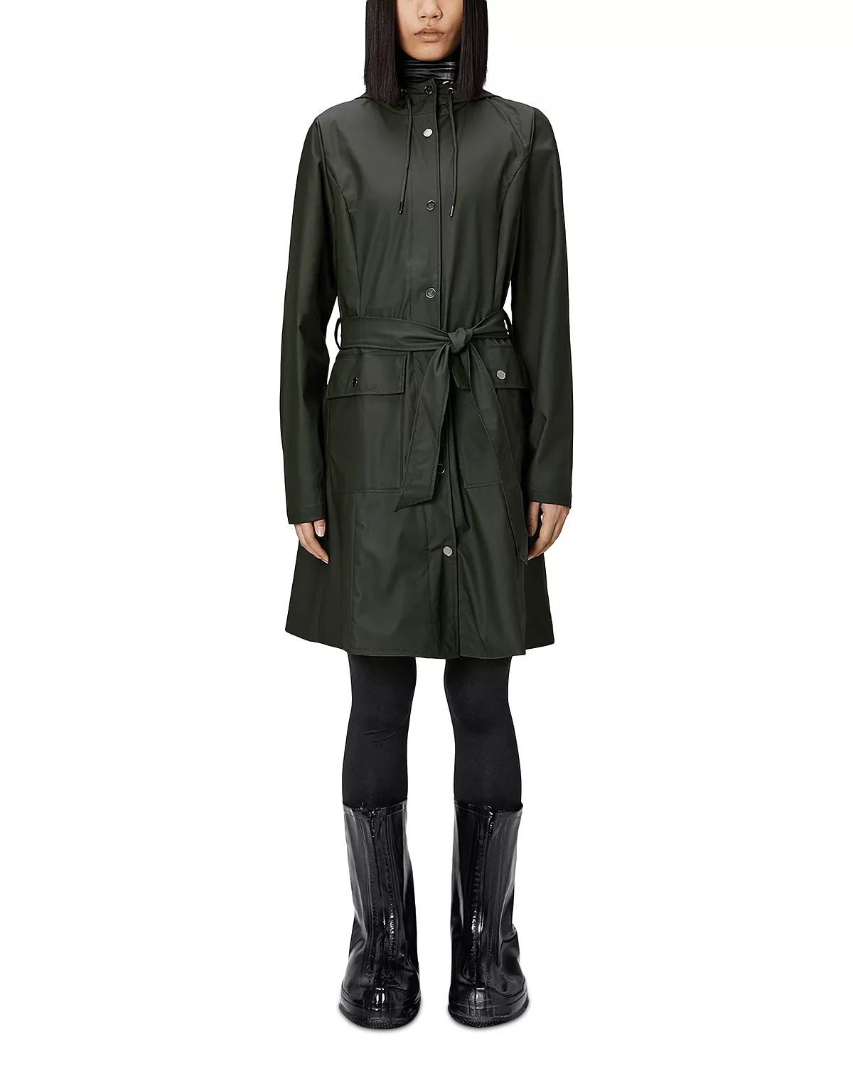 Curve Hooded Belted Waterproof Jacket - 3