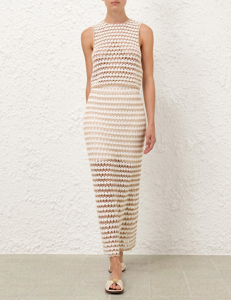 Zimmermann TALLOW CROCHET MIDI SKIRT outlook