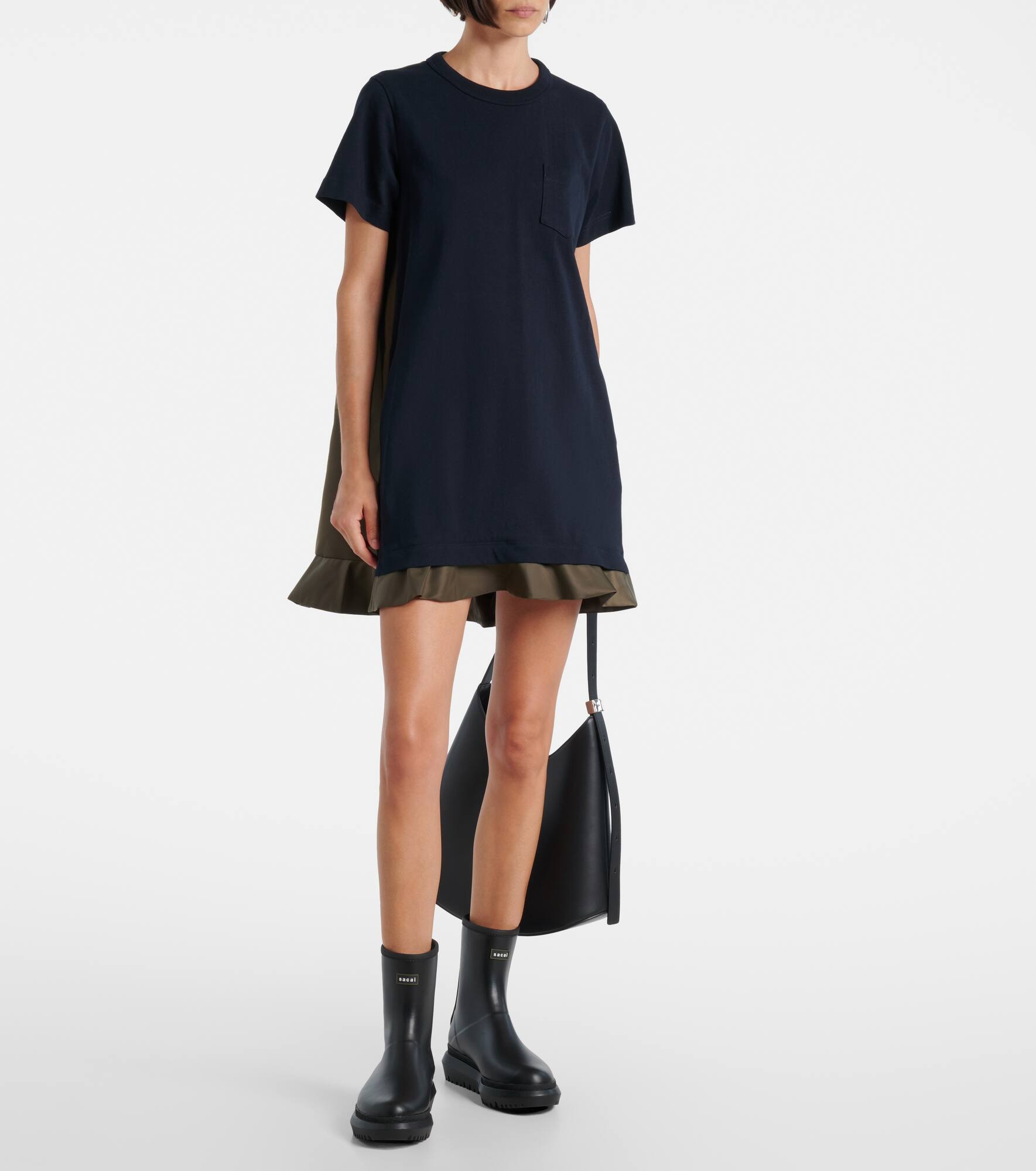 Jersey and twill minidress - 2