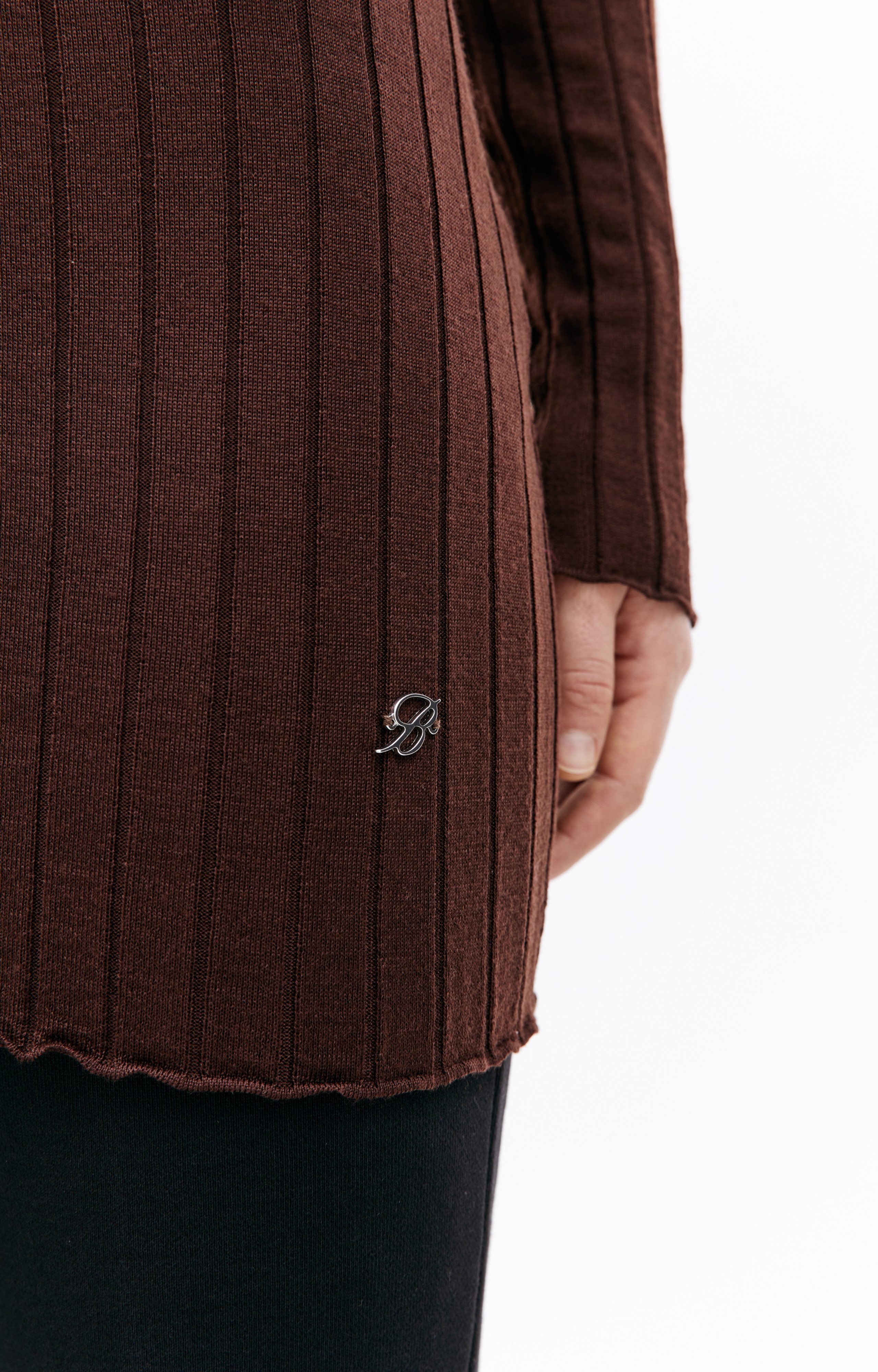 BROWN WOOL CARDIGAN - 4