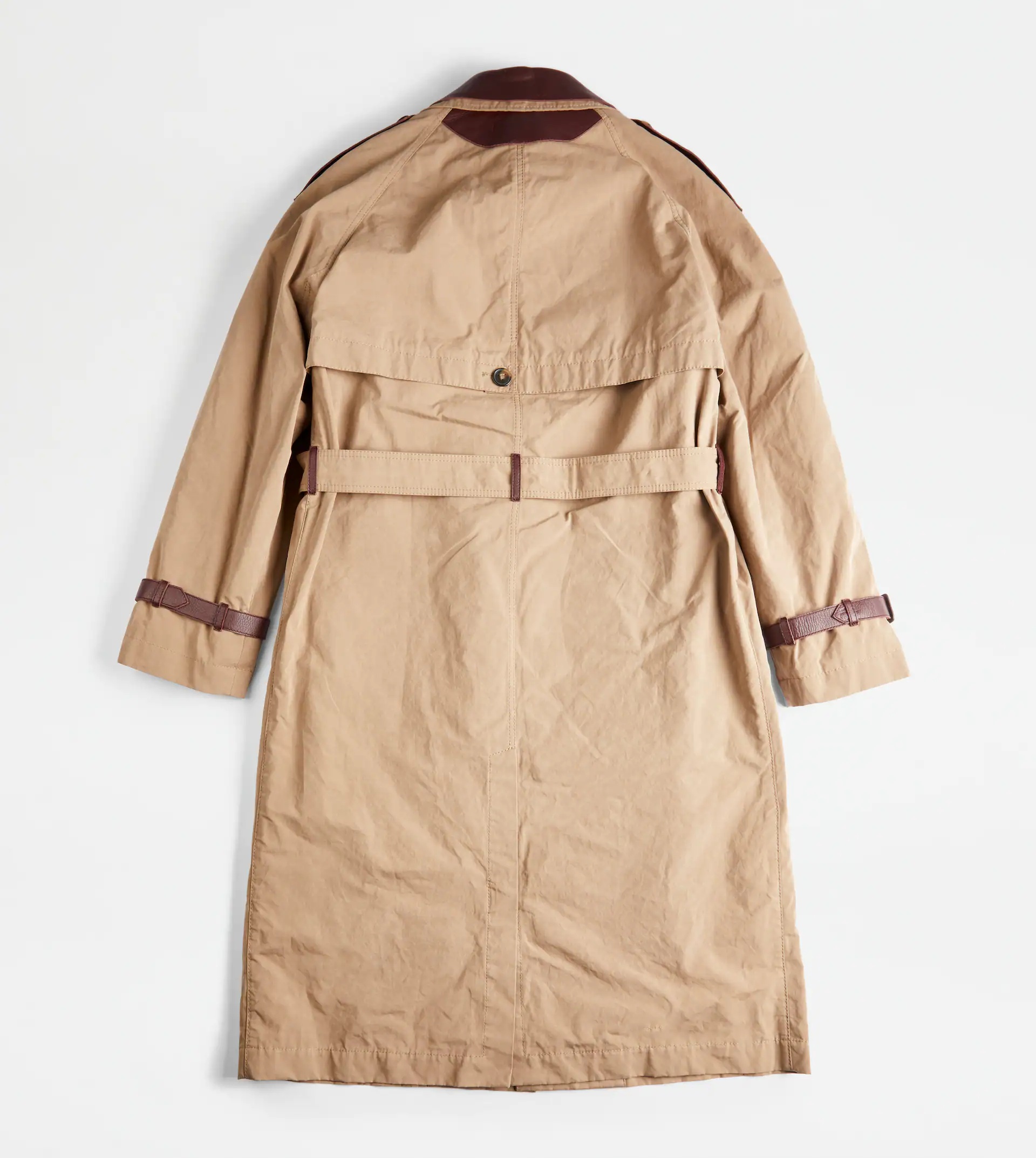 TRENCH COAT WITH LEATHER INSERTS - GREY - 8