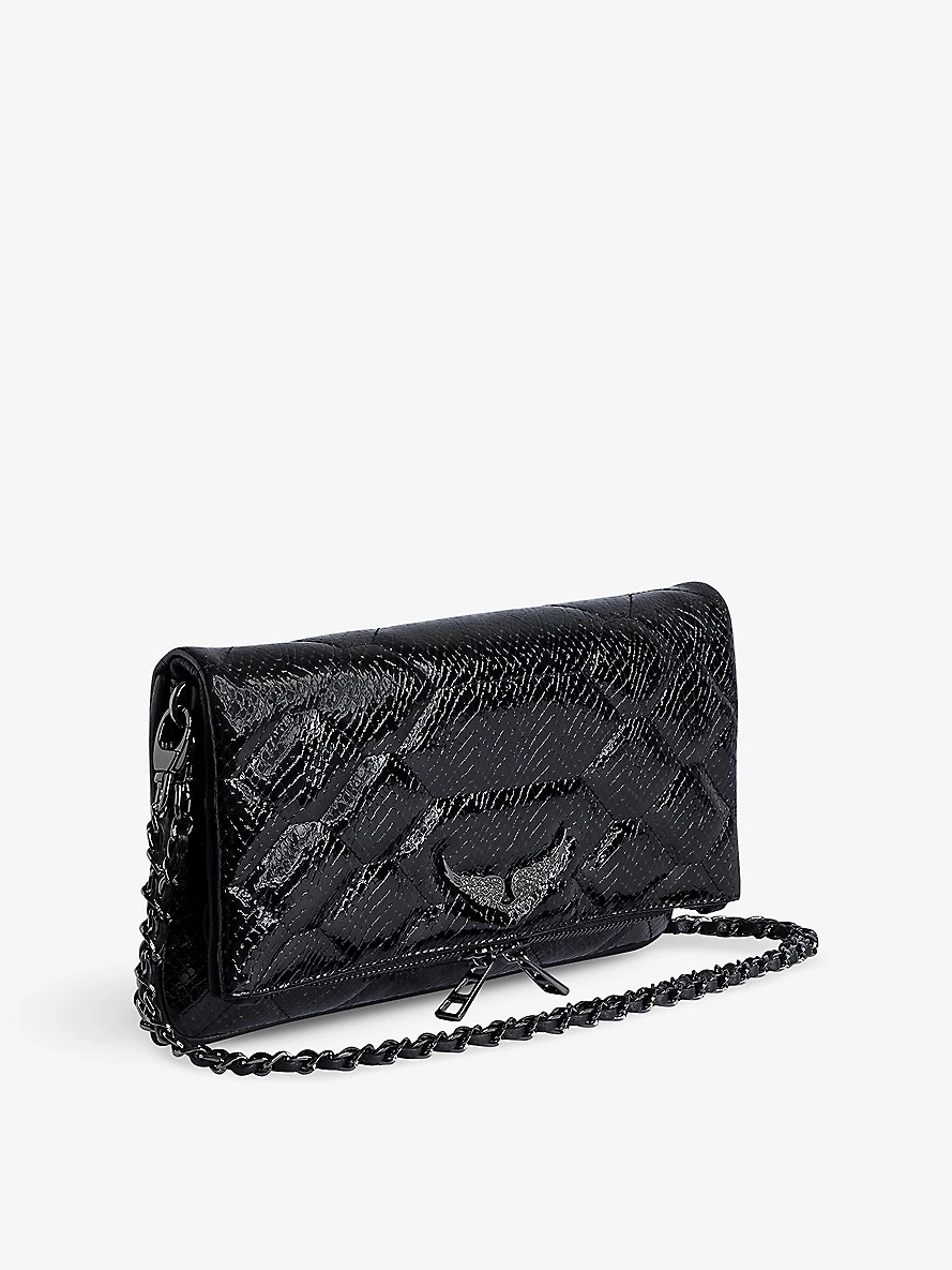 Rock croc-embossed leather cross-body bag - 4