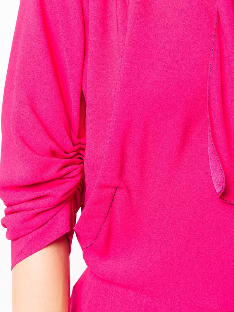 ruched-sleeves tie-neck day dress 5