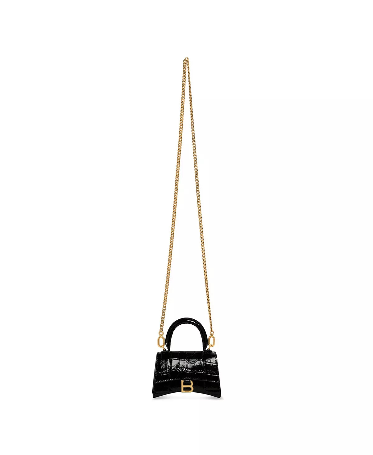 Hourglass Mini Handbag with Chain Crocodile Embossed - 3