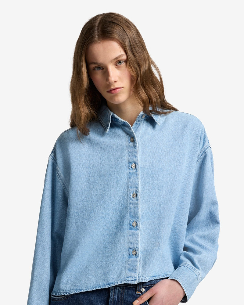 7 For All Mankind Weightless Nina Cropped Shirt in Hana outlook