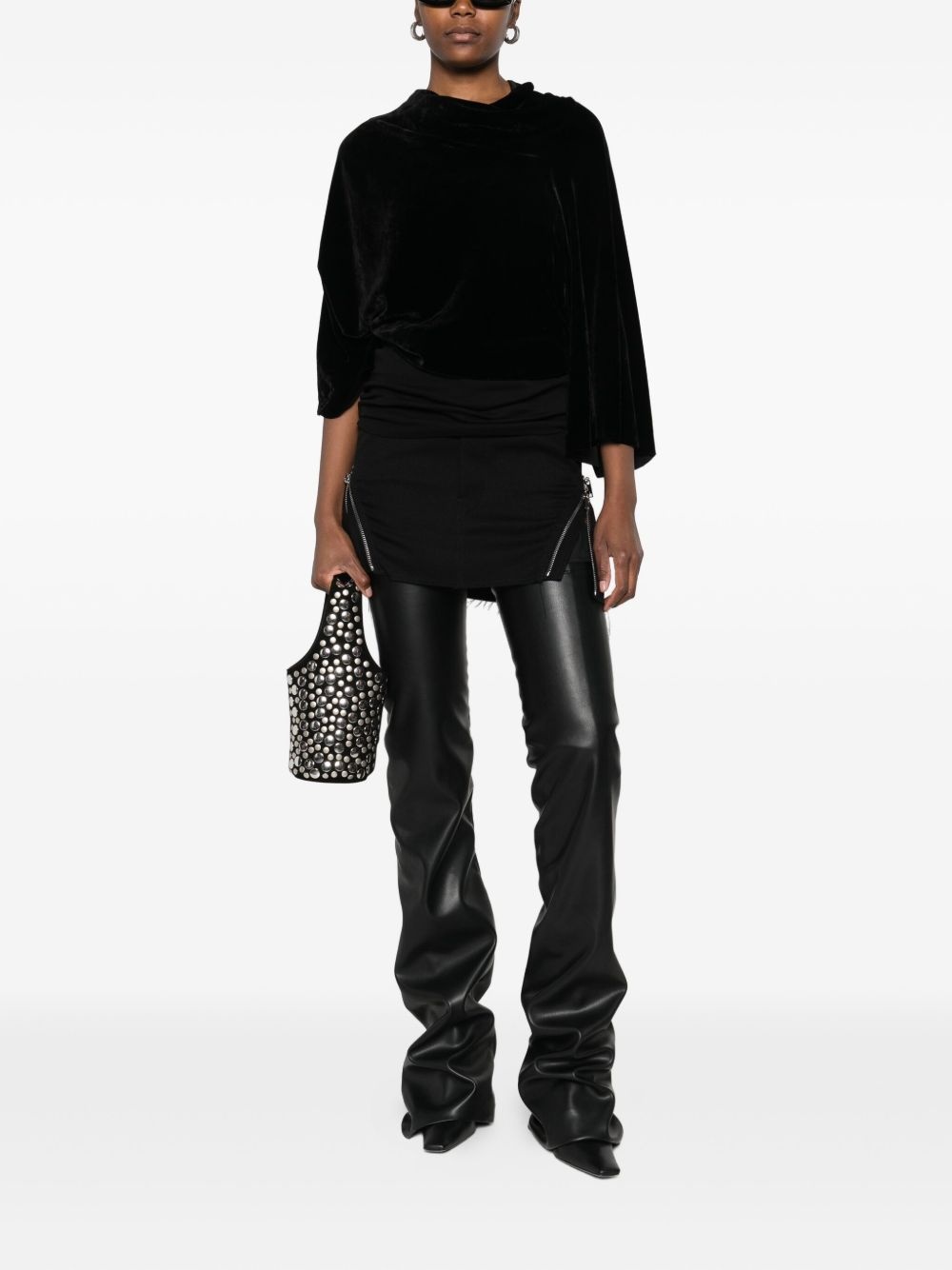 zip-detail frayed mini skirt - 2