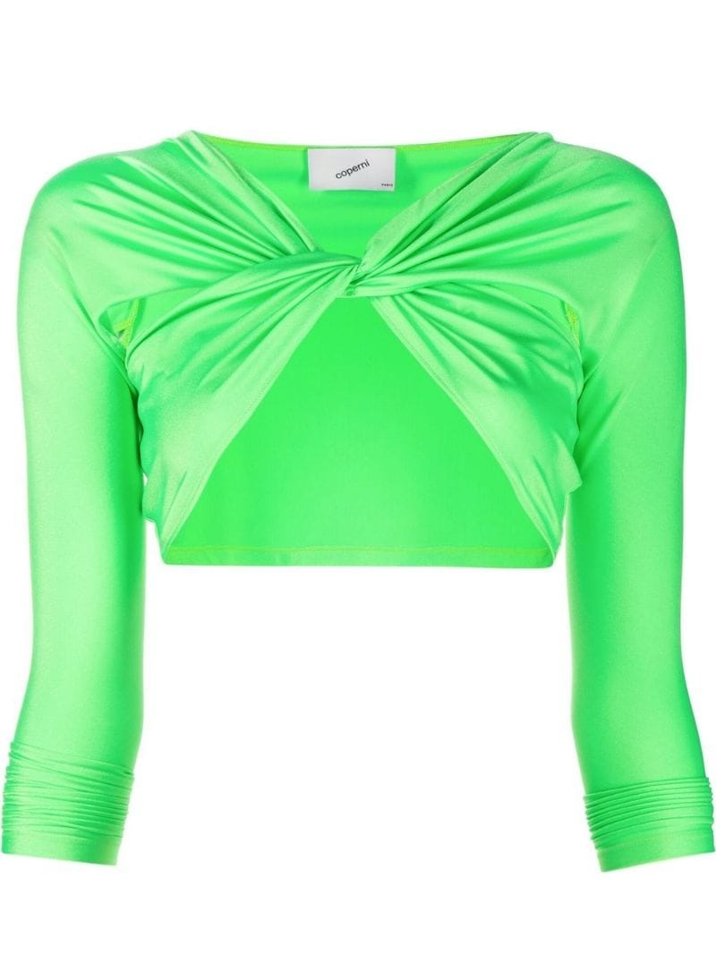 twist long-sleeve cropped top - 1